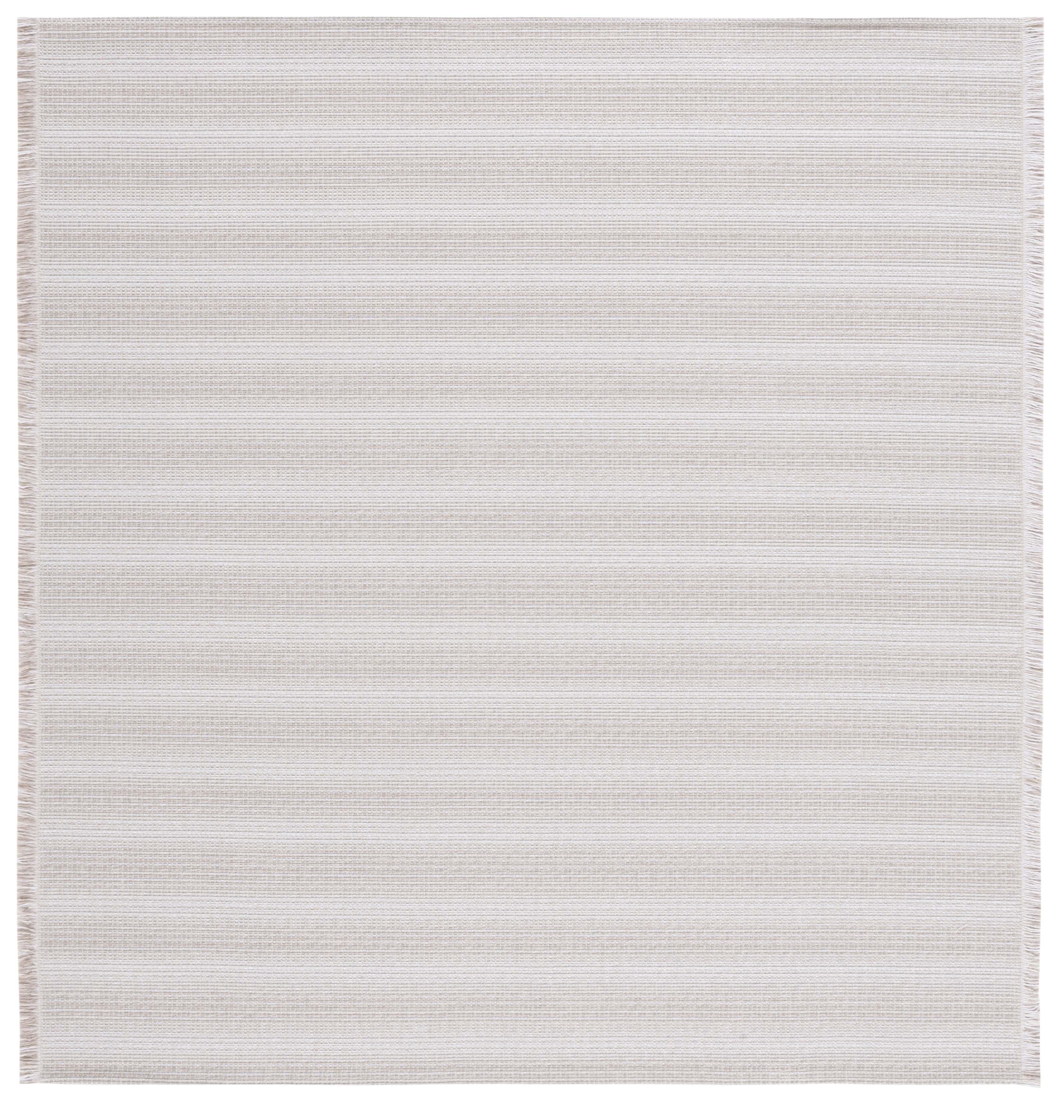 Boho-Mod Ivory/Beige Stripe Square Area Rug - Synthetic Blend