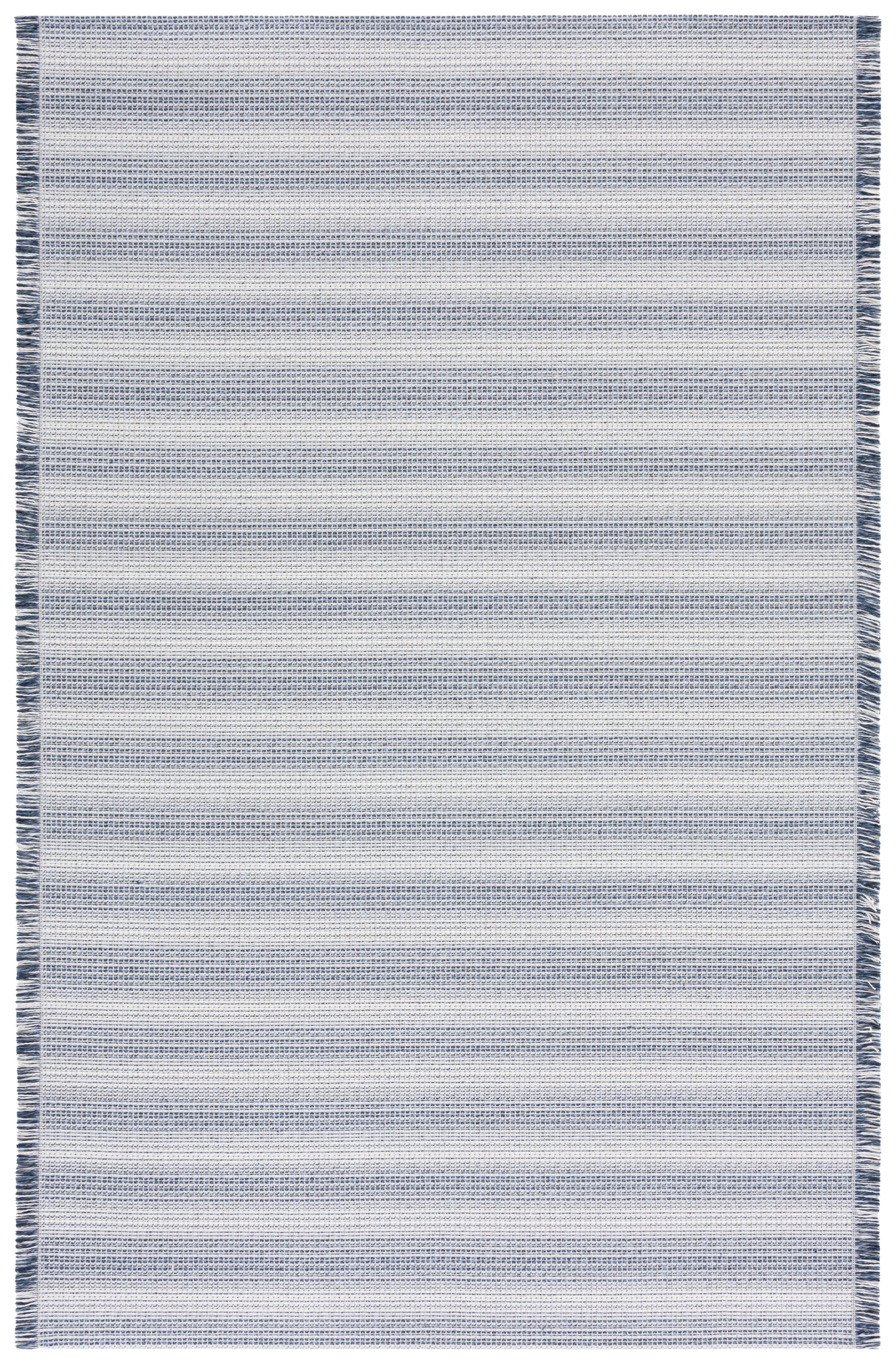 Ivory and Navy Striped Cotton Synthetic 4' x 6' Area Rug