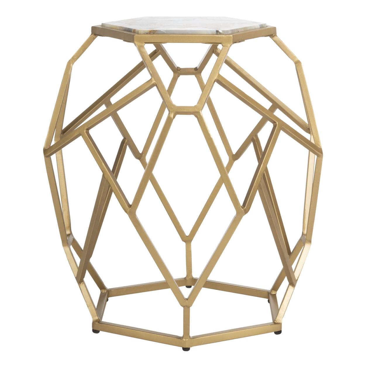 Ava Geometric Accent Table - Multi Colored Agate/Gold - Safavieh.