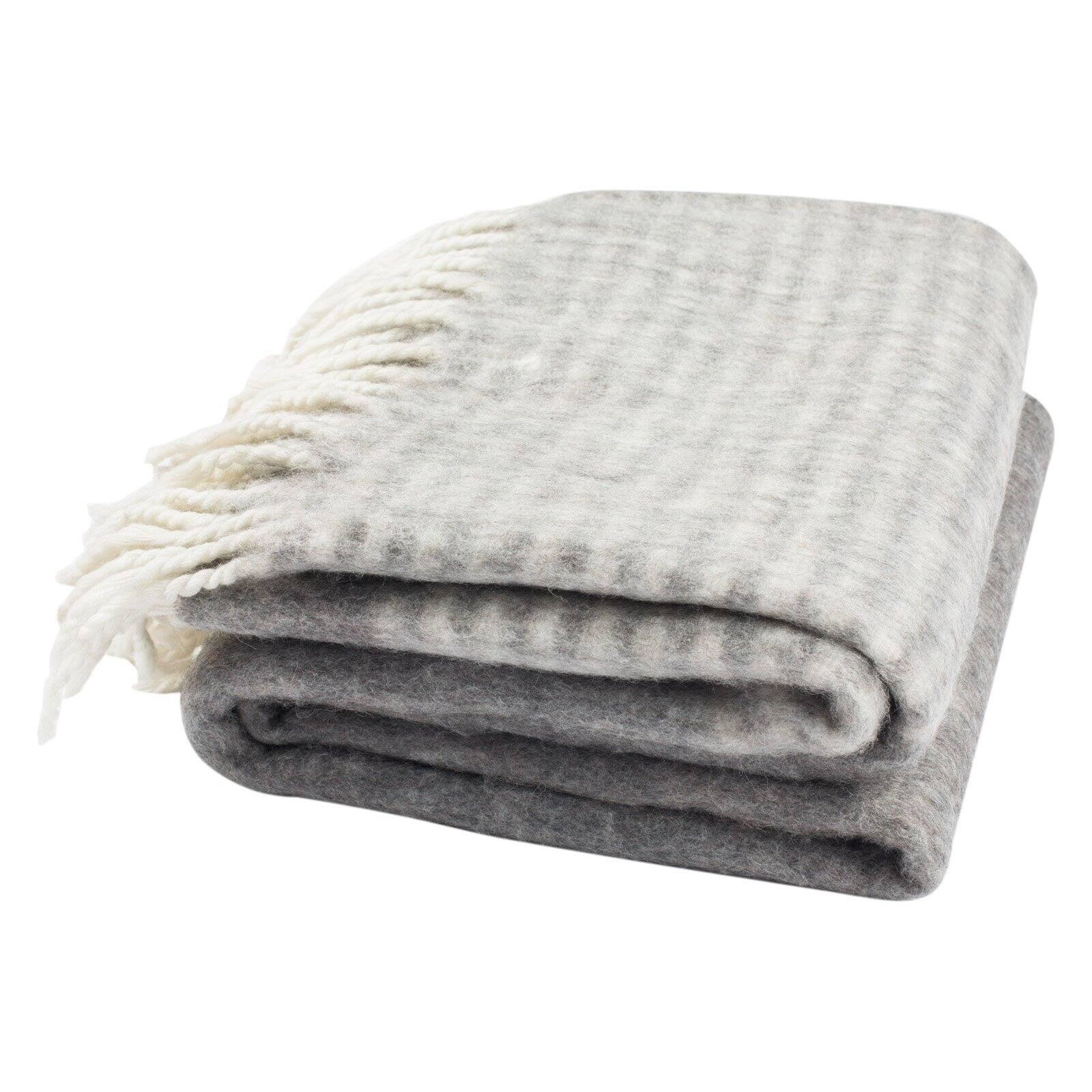 Averly 70" Gray Wool Reversible Throw Blanket