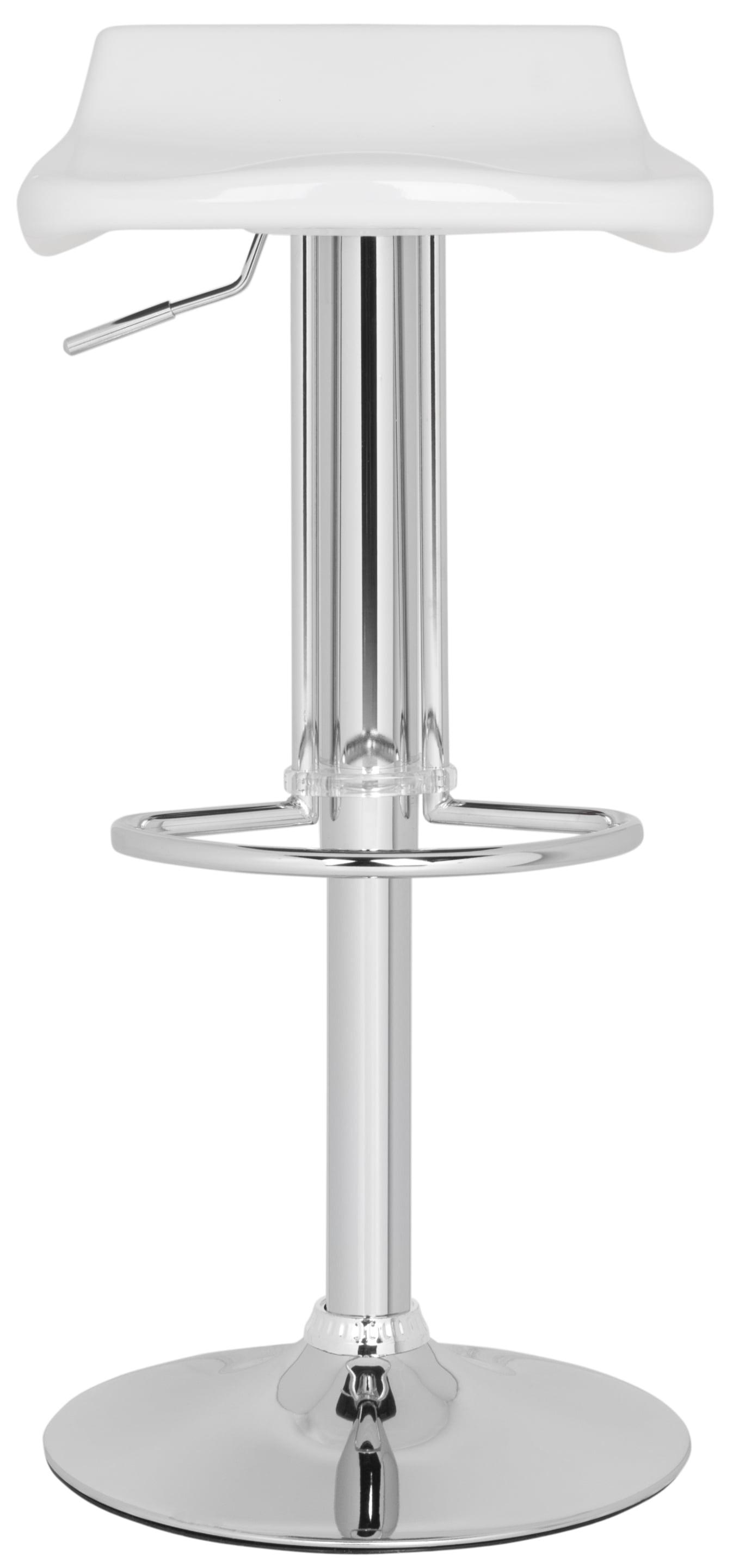 Avish Transitional Swivel Bar Stool in White with Chrome Frame