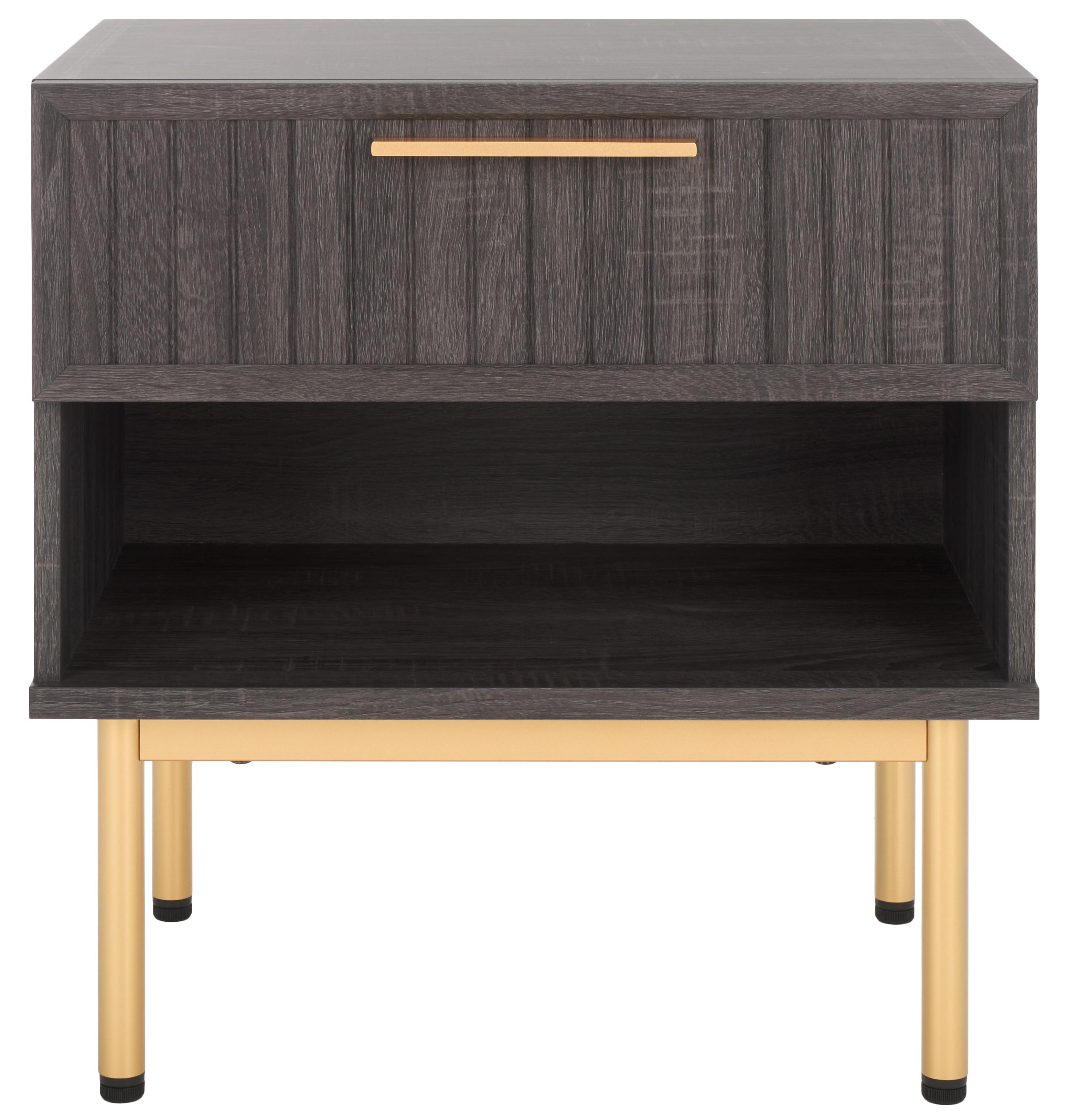 Axelle 1 Drawer Nightstand - NST9607 - Distressed Black/Gold - Safavieh