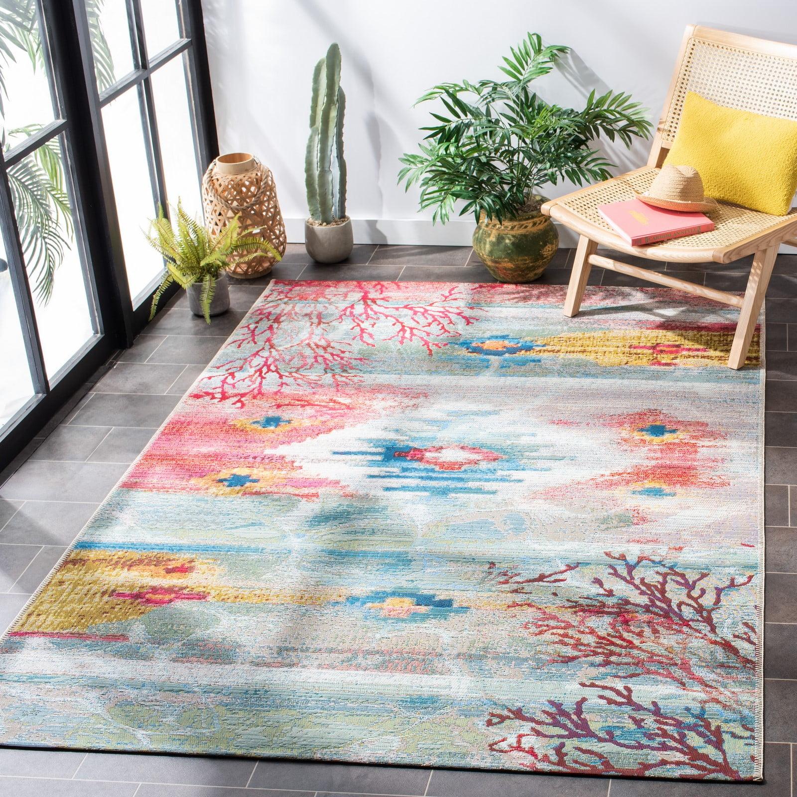 Barbados 500 BAR554 Power Loomed Indoor/Outdoor Area Rug - Light Blue/Pink - 8'x10'5" - Safavieh