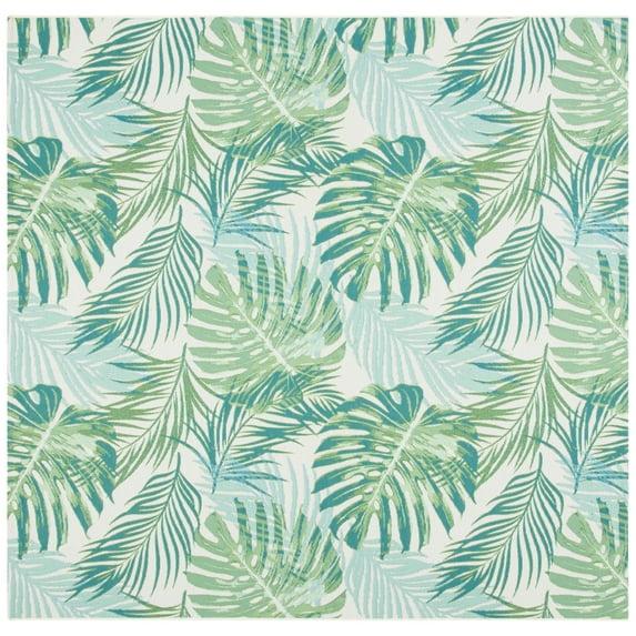 Barbados BAR592 Power Loomed Indoor and Outdoor Area Rug - Green/Teal - 8'x8' - Safavieh.