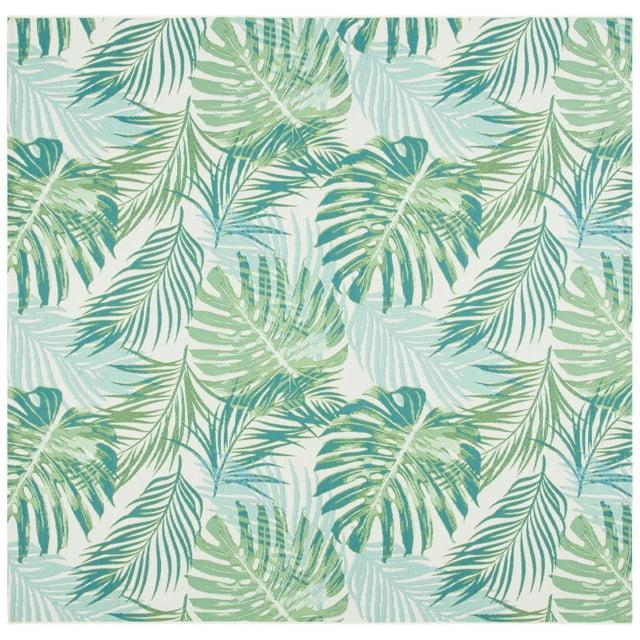 Barbados BAR592 Power Loomed Indoor and Outdoor Area Rug - Green/Teal - 8'x8' - Safavieh.