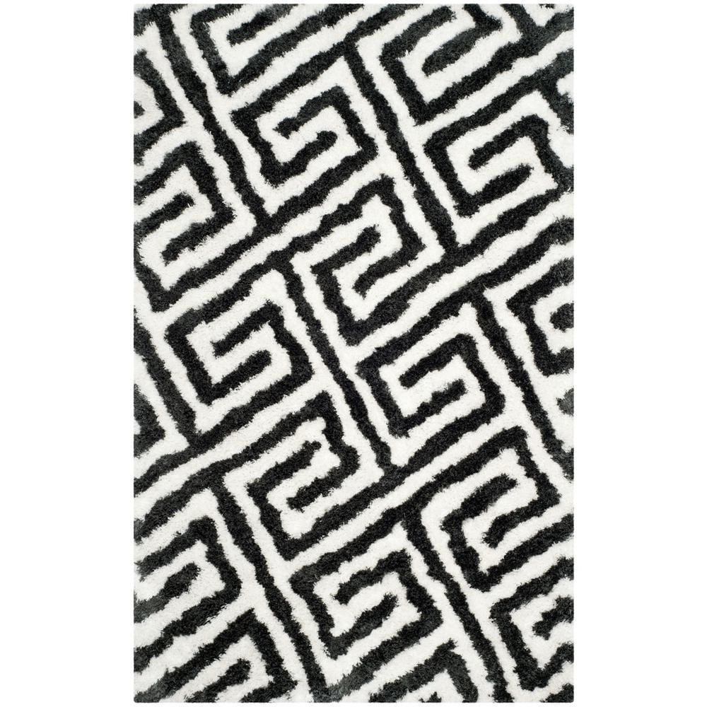 Graphite and Ivory 8' x 10' Hand-Tufted Shag Rug