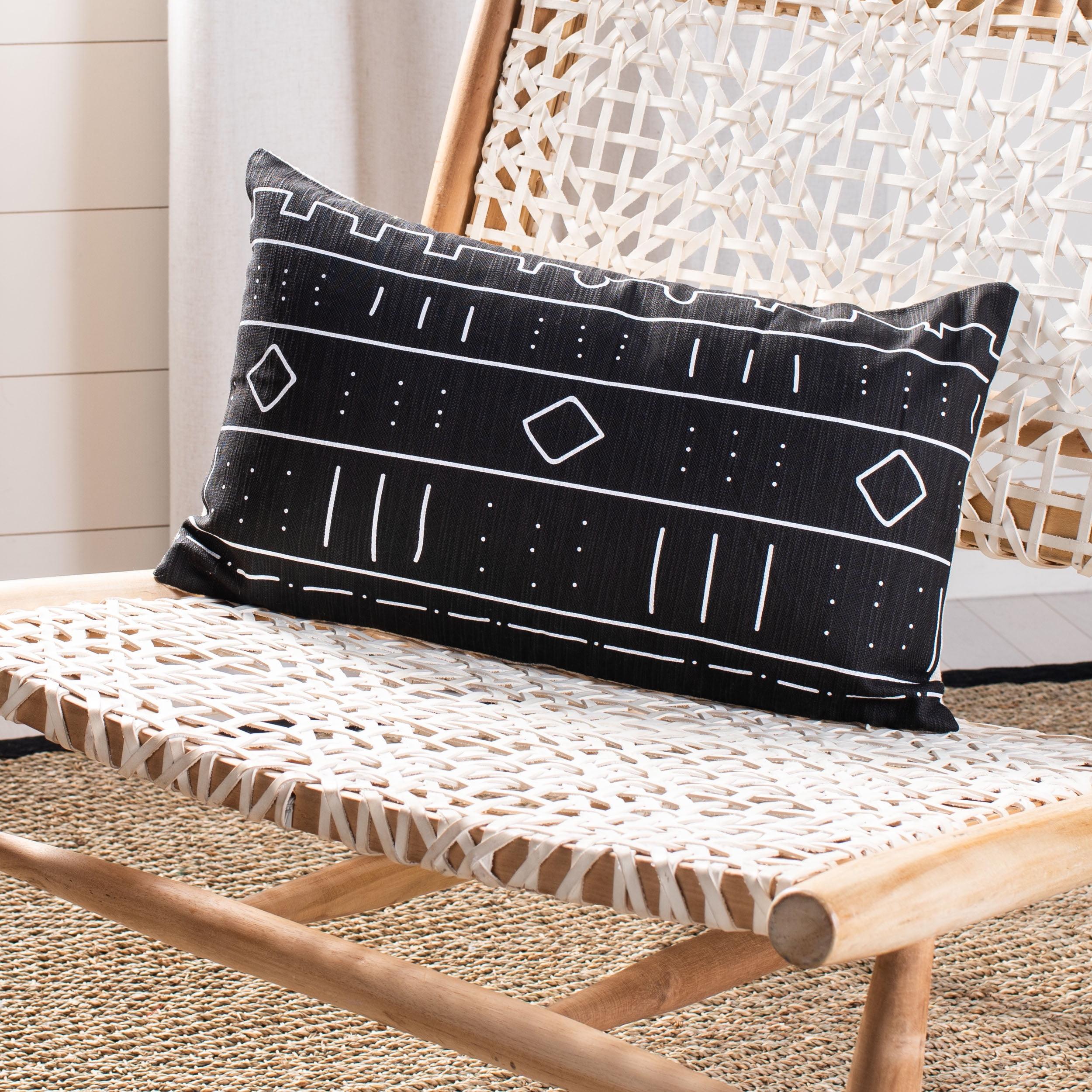 Bohemian Bliss Black and White Cotton-Linen Blend Decorative Pillow