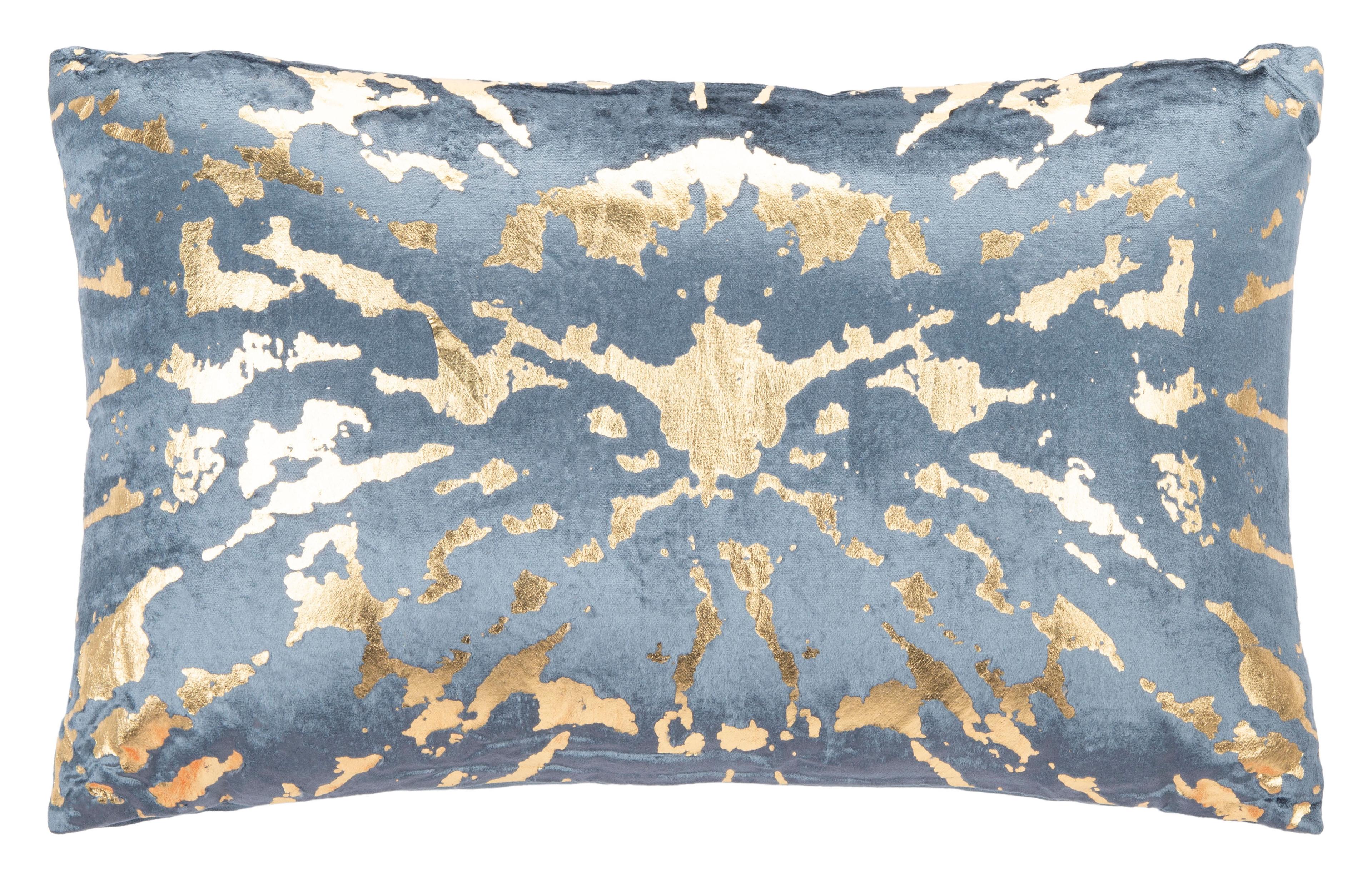 Vivacious Teal & Gold Sunburst Abstract Decorative Pillow, 12" x 20"