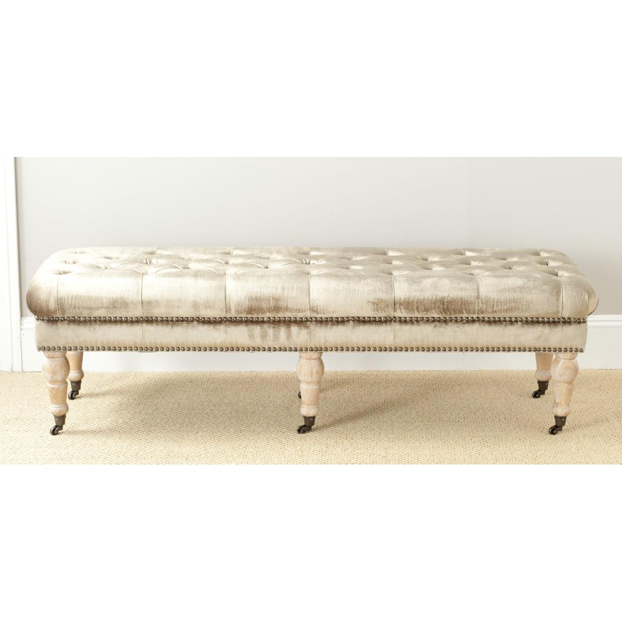 Barney Tufted Bench with Brass Nail Heads  - Safavieh