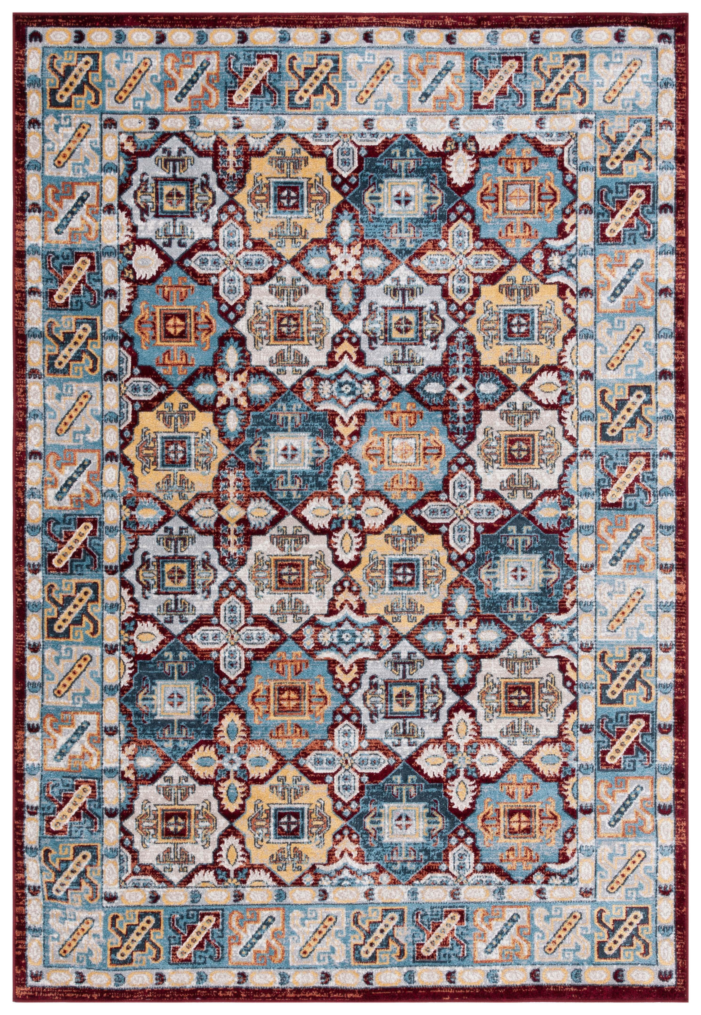 Bayside BAY102 Power Loomed Area Rug - Blue/Red - 5'3"x7'6" - Safavieh.