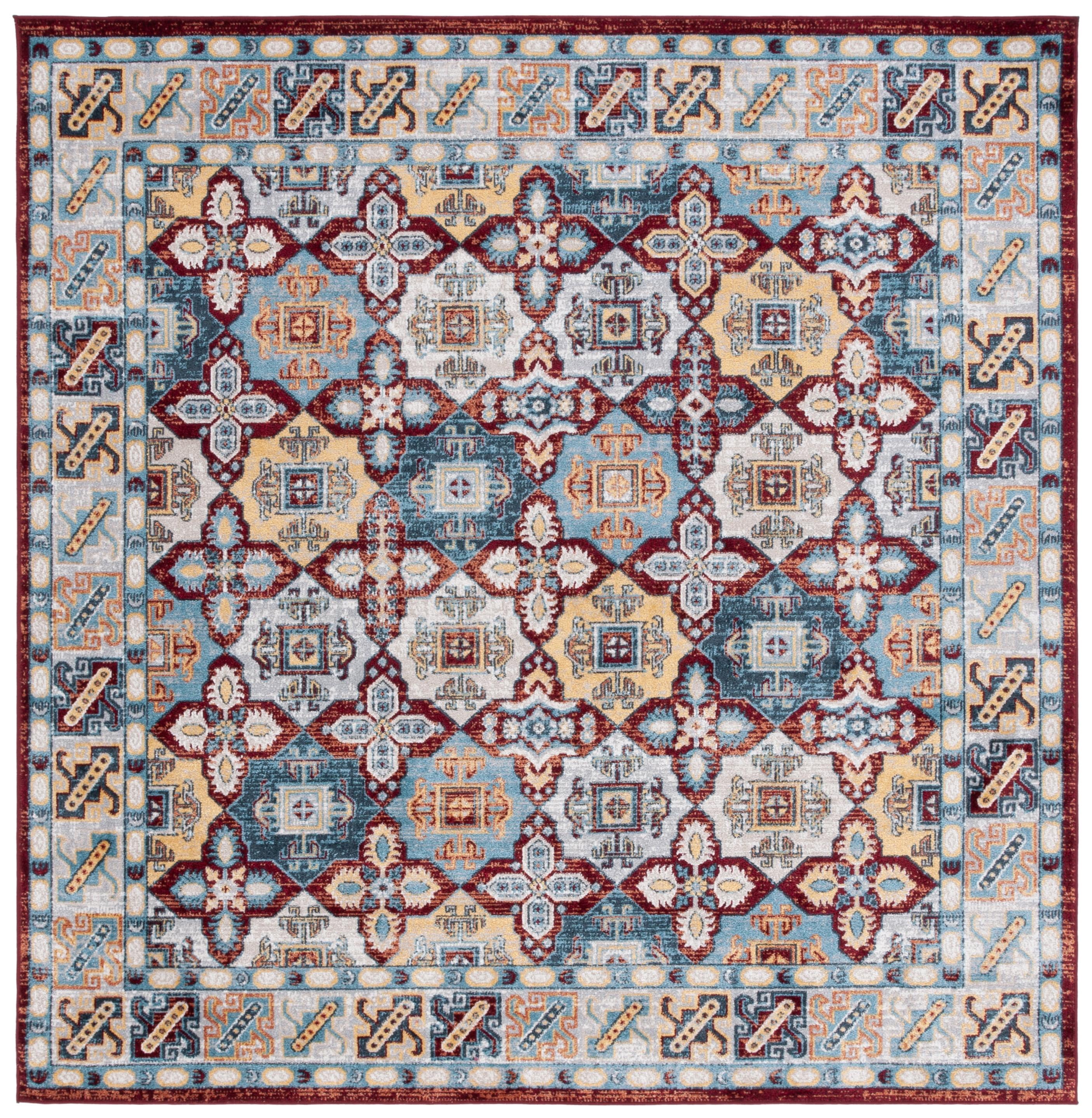 Bayside Brilliance Blue Square Synthetic Easy-Care Area Rug, 6'7"