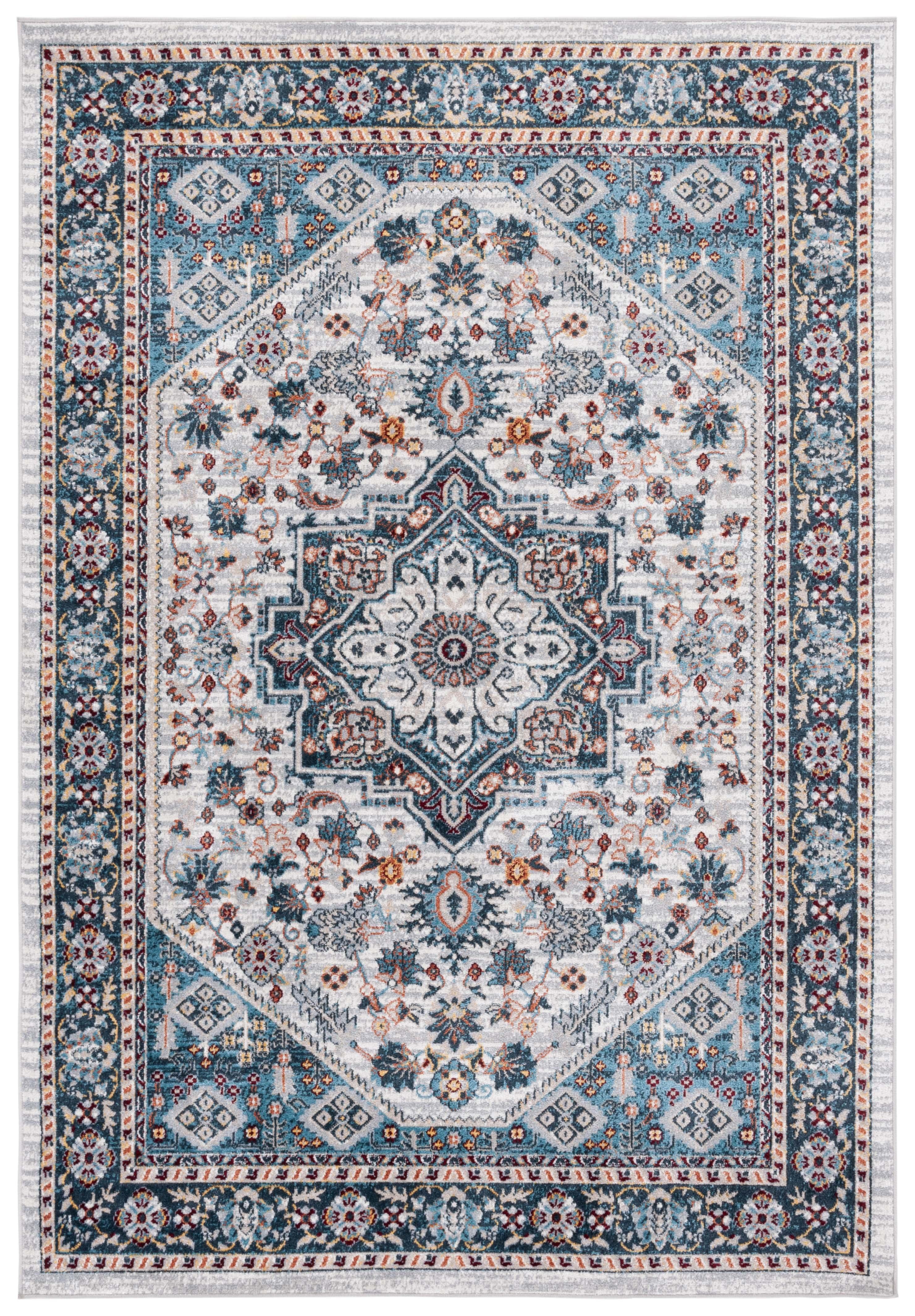 Bayside Elegance 5'3" x 7'6" Blue/Grey Synthetic Rectangular Rug