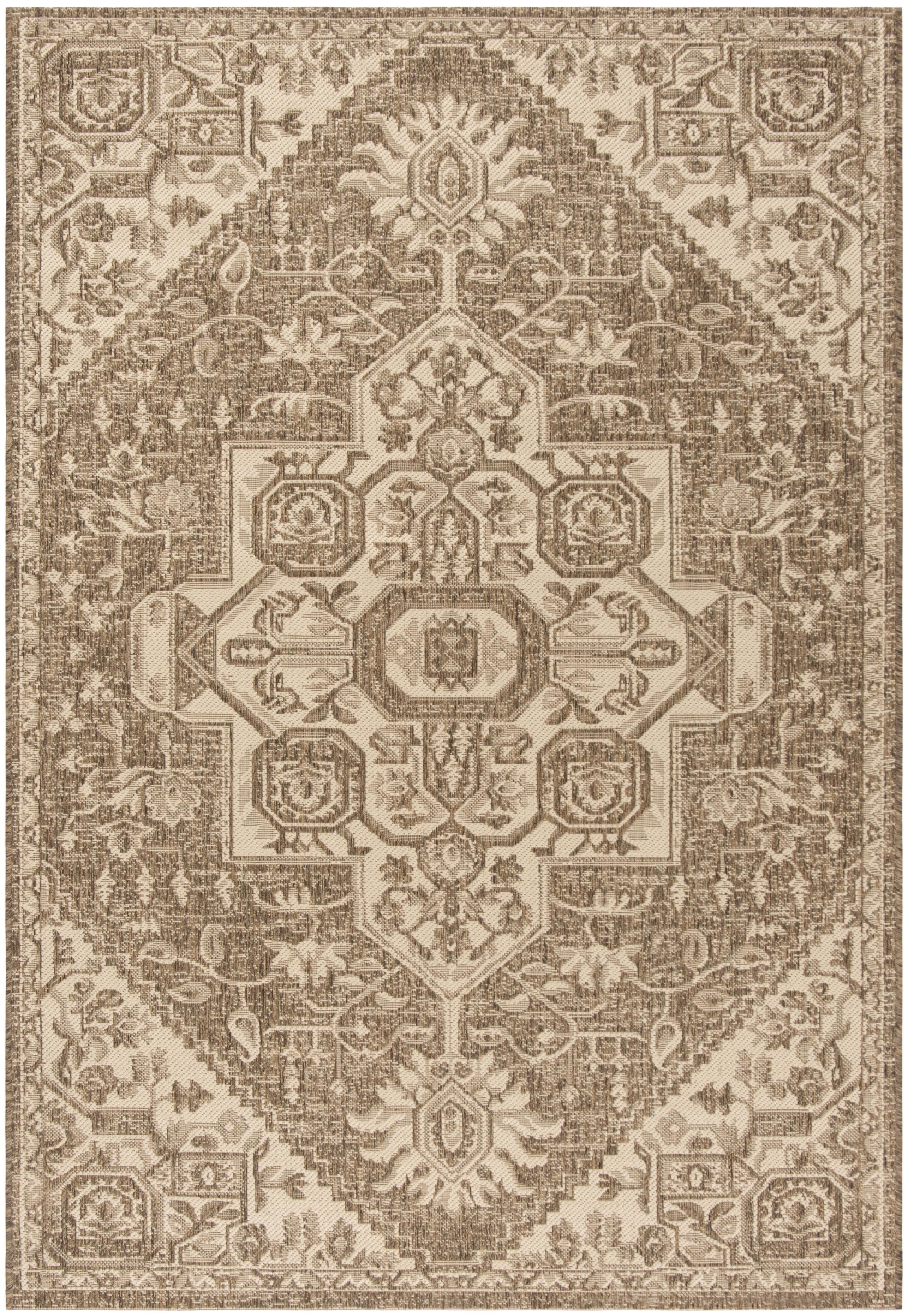 SAFAVIEH Beach House Diggory Medallion Indoor/Outdoor Area Rug, Cream/Beige, 2'2" x 4'