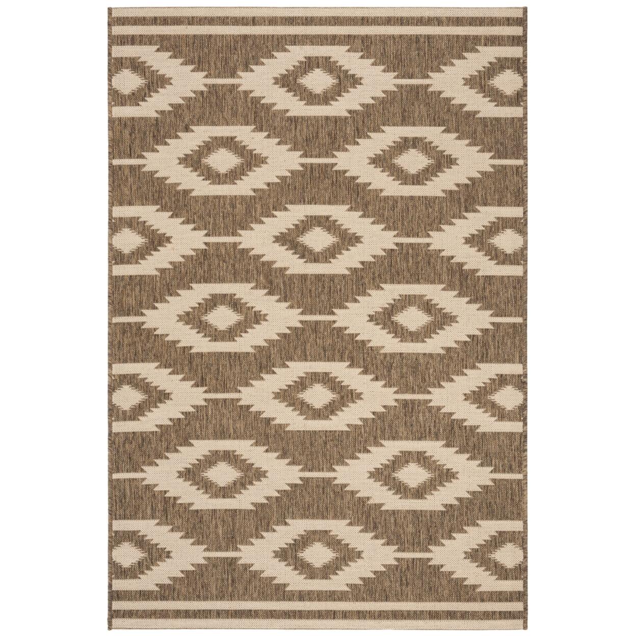 Rectangular Blue Geometric Easy-Care Synthetic Area Rug, 3' x 5'