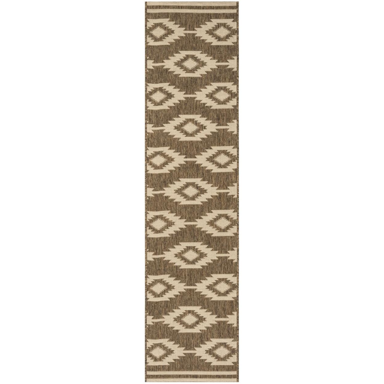 SAFAVIEH Beach House Garret Southwestern Indoor/Outdoor Runner Rug Cream/Beige, 2' x 8'