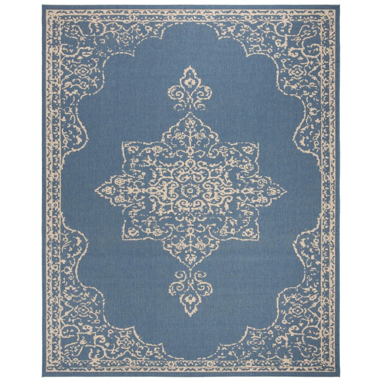 Easy-Care Blue Synthetic 8' x 10' Rectangular Area Rug