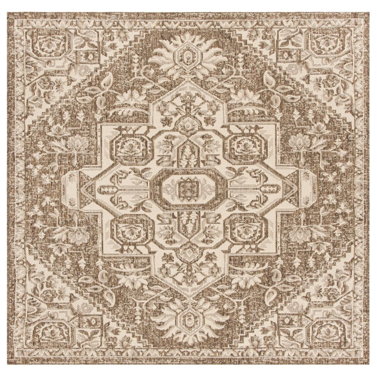 SAFAVIEH Beach House Jose Geometric Indoor/Outdoor Area Rug Cream/Beige, 6'7" x 6'7" Square