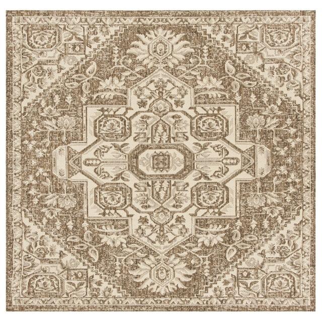 Beach House BHS138 Power Loomed Indoor/Outdoor Area Rug - Cream/Beige - 6'7"x6'7" - Safavieh