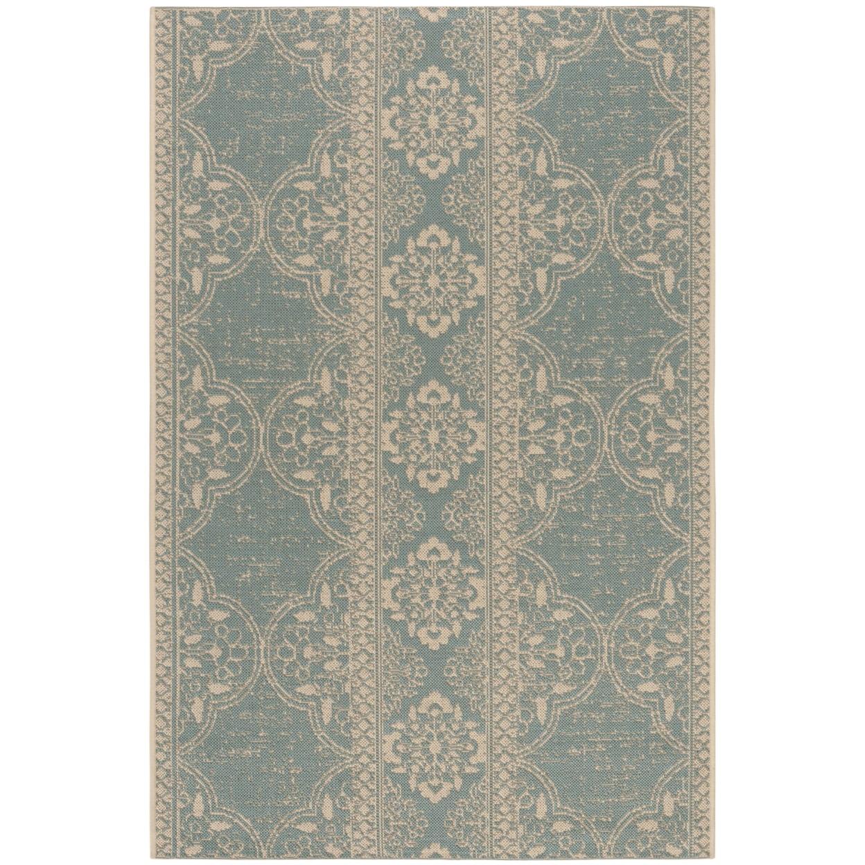 Danya Cream/Aqua Indoor/Outdoor Area Rug