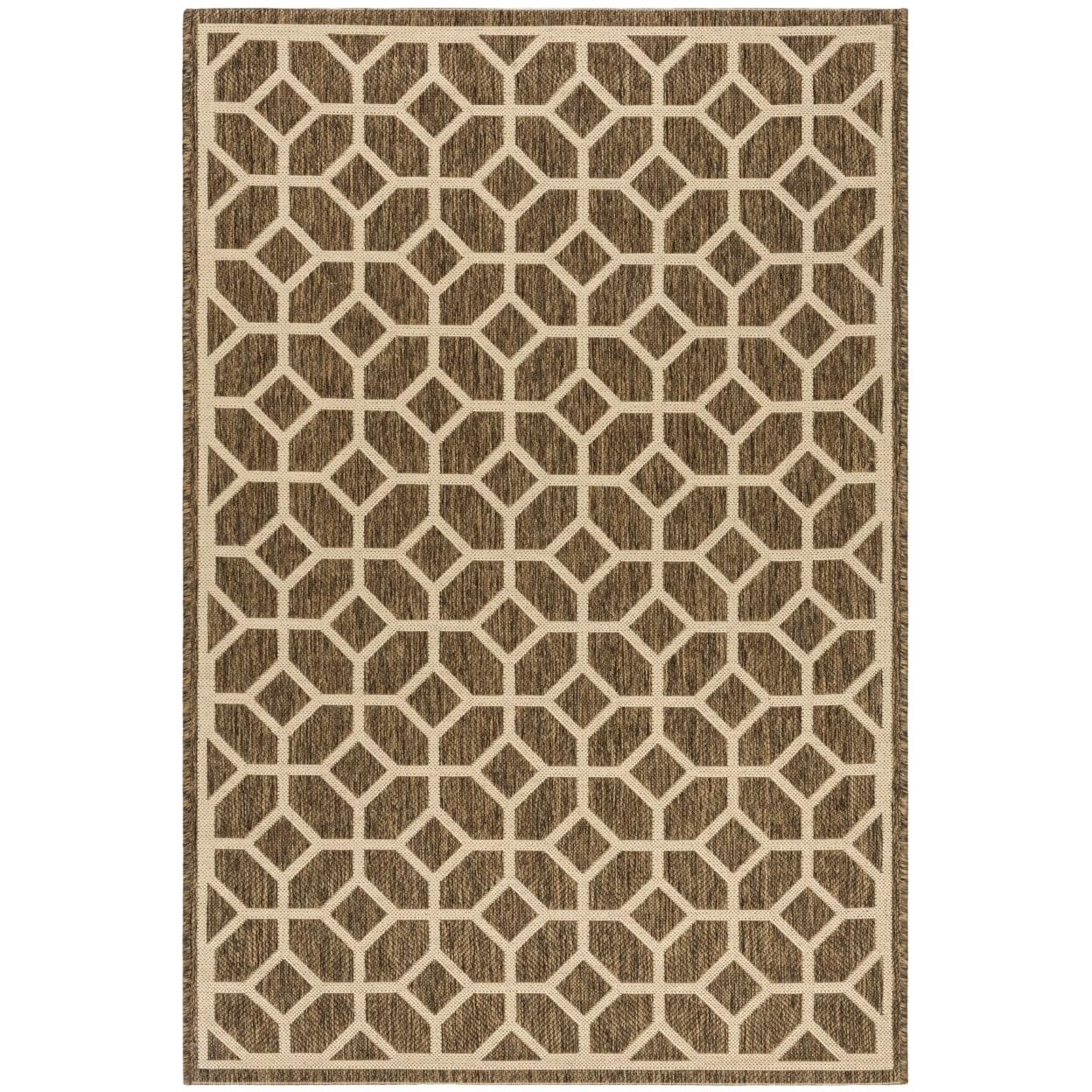SAFAVIEH Beach House Kadri Geometric Indoor/Outdoor Area Rug, Beige/Cream, 2'2" x 4'