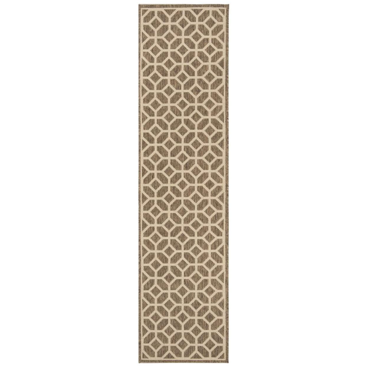 SAFAVIEH Beach House Kadri Geometric Indoor/Outdoor Runner Rug, Beige/Cream, 2'2" x 8'