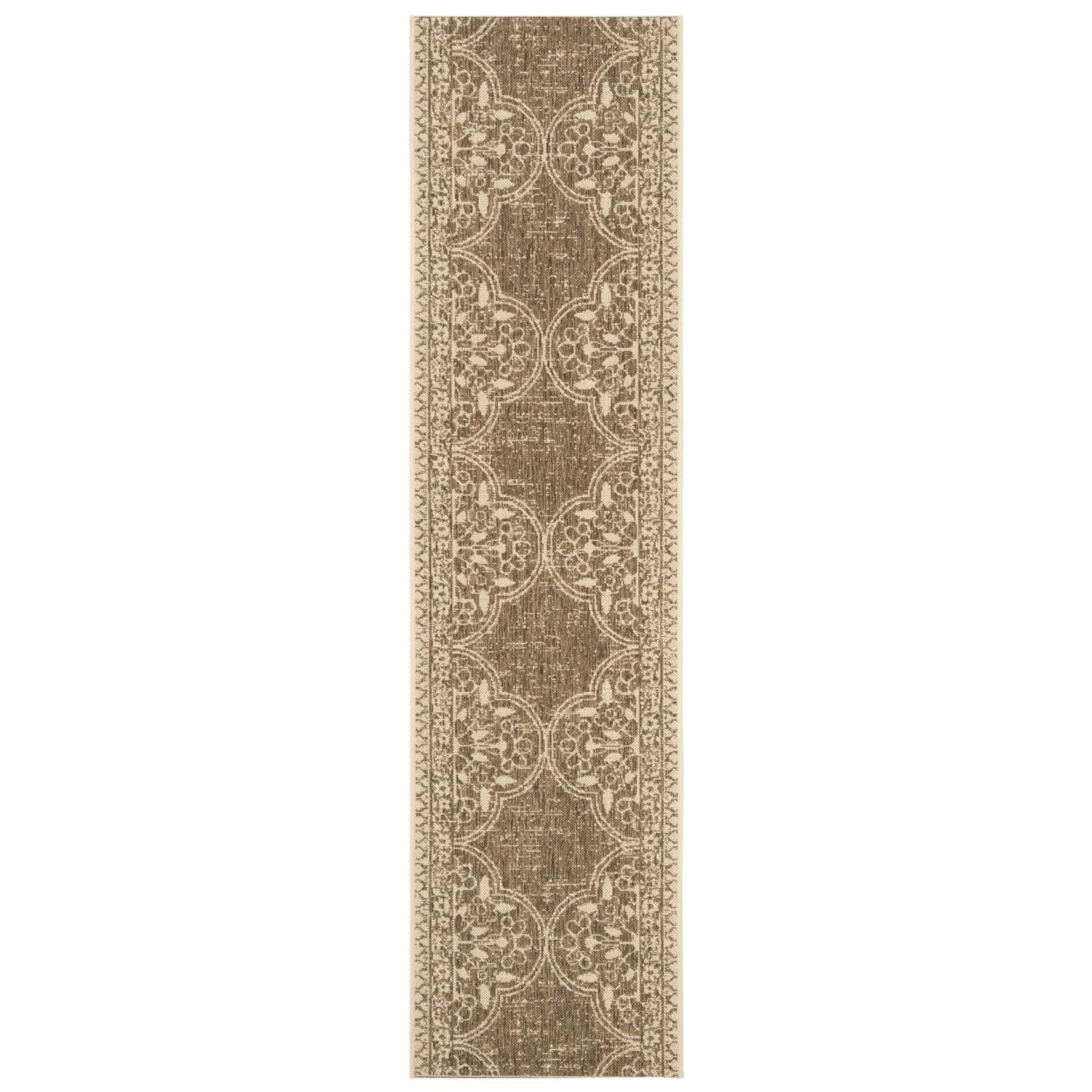 Easy-Care Cream Beige 2' x 8' Synthetic Indoor/Outdoor Runner Rug