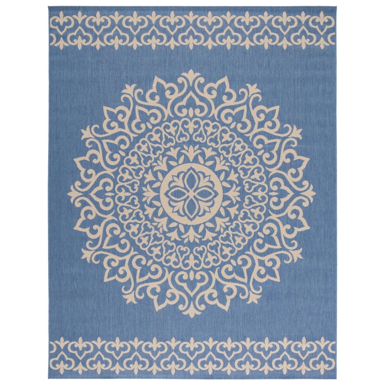 Beach House BHS183 Power Loomed Indoor/Outdoor Area Rug - Cream/Blue - 8'x10' - Safavieh