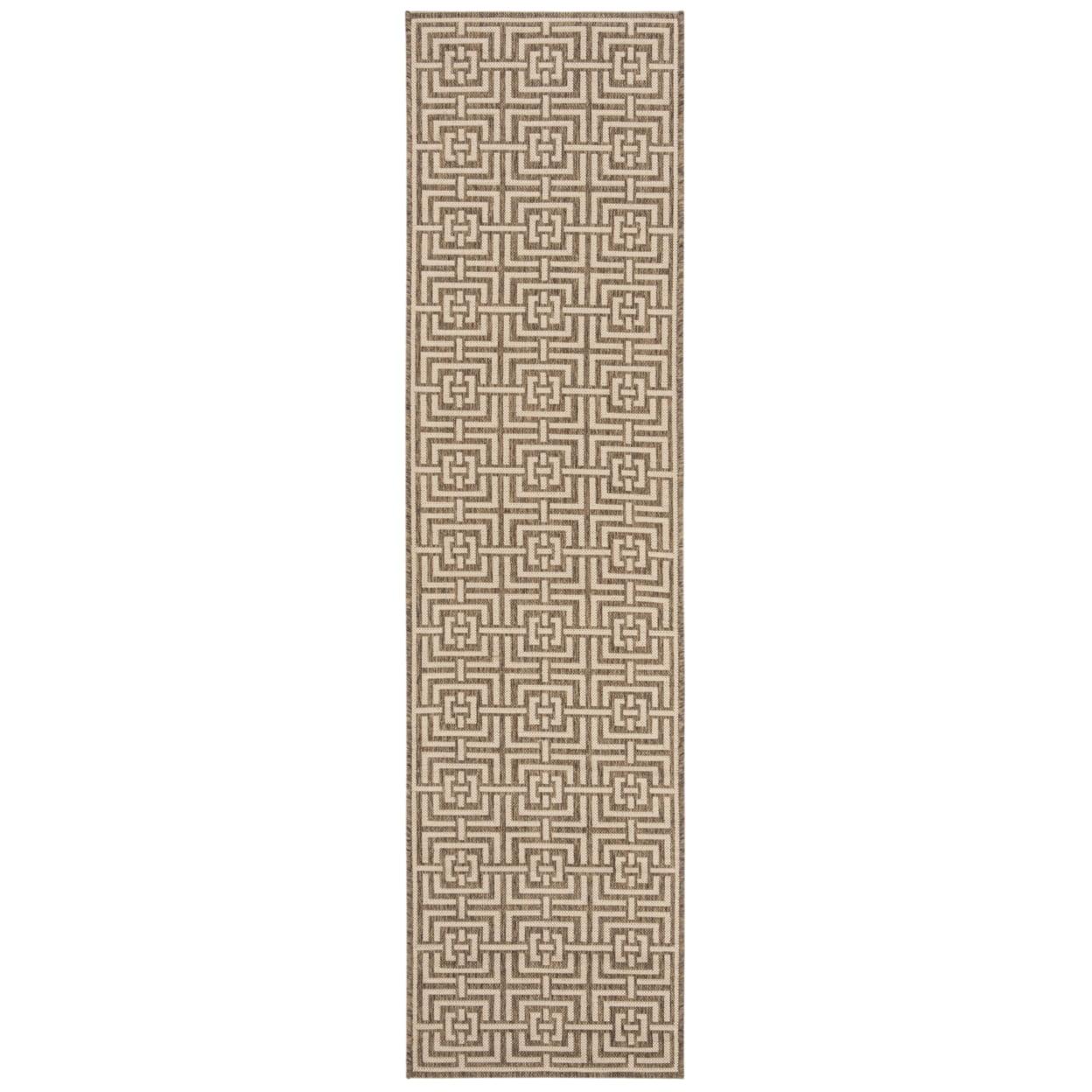 Beachside Bliss Beige/Cream 2' x 8' Geometric Synthetic Runner Rug