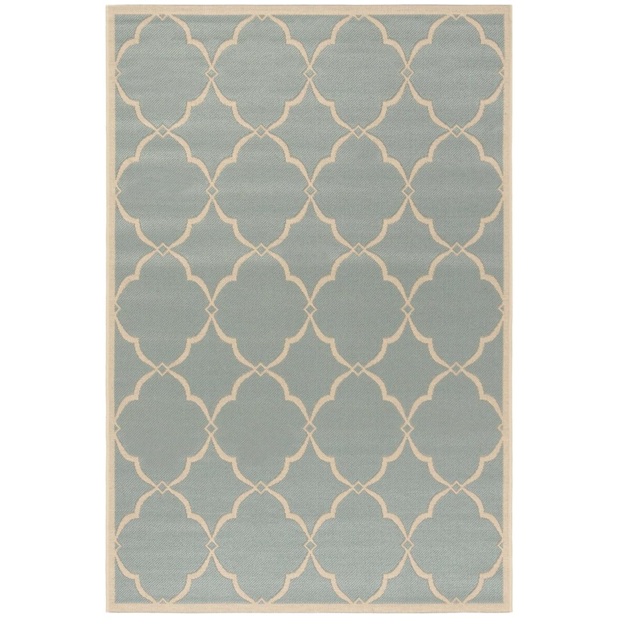 Beach House BHS125 Power Loomed Indoor/Outdoor Area Rug - Aqua/Cream - 4'x6' - Safavieh
