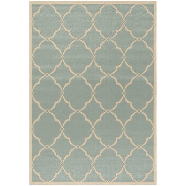 SAFAVIEH Beach House Nick Indoor/Outdoor Area Rug Aqua/Cream, 5'3" x 7'6"