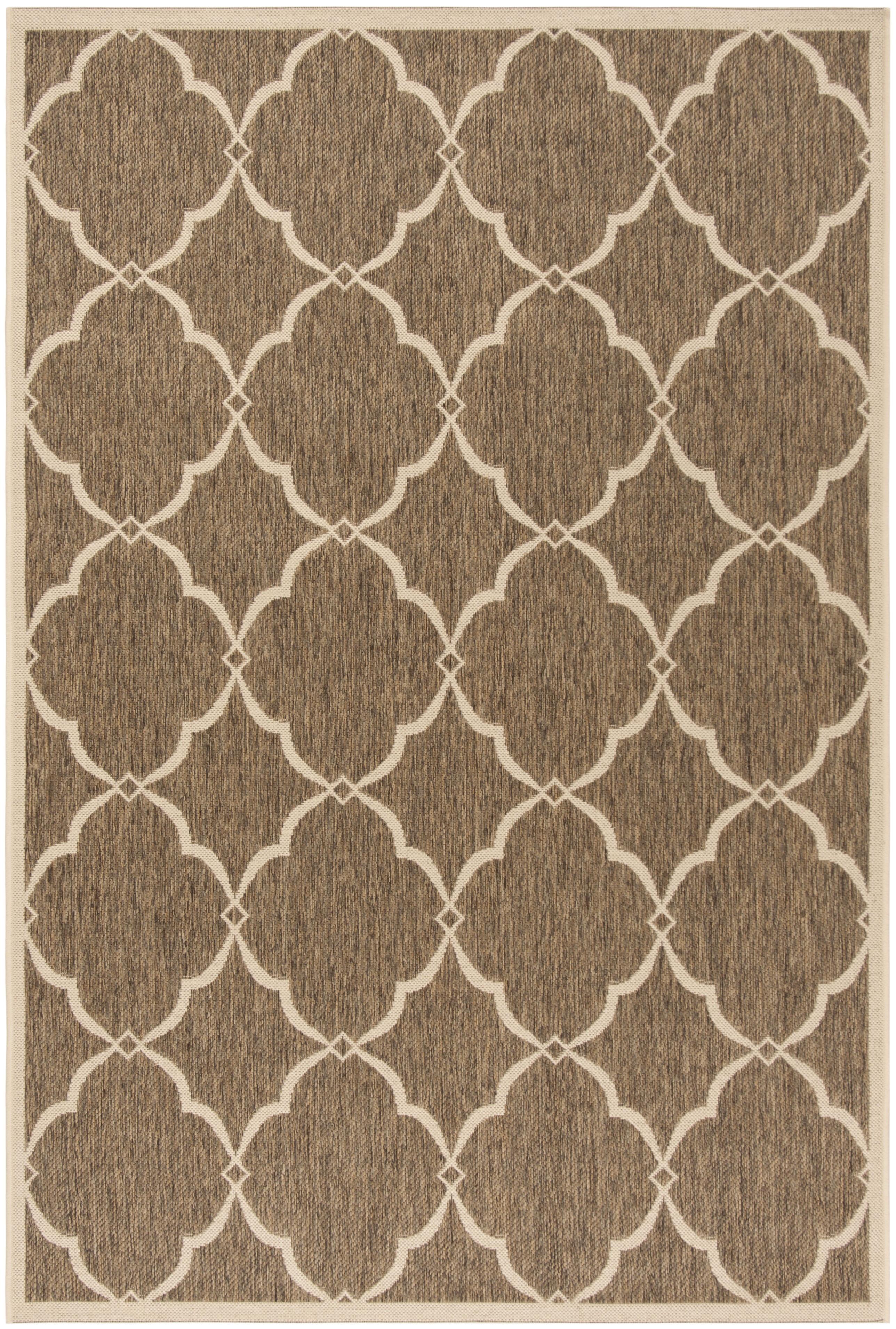 Beige and Cream Geometric Indoor/Outdoor Area Rug