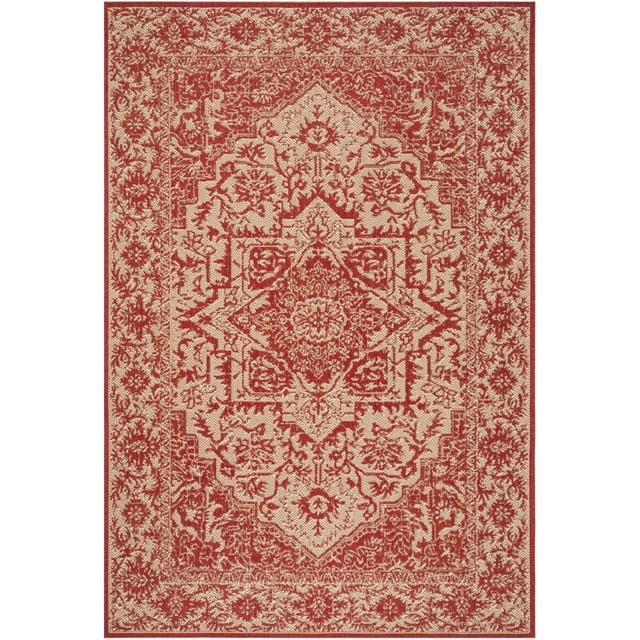 Beach House BHS139 Power Loomed Indoor/Outdoor Area Rug - Red/Creme - 5'3"x7'6" - Safavieh