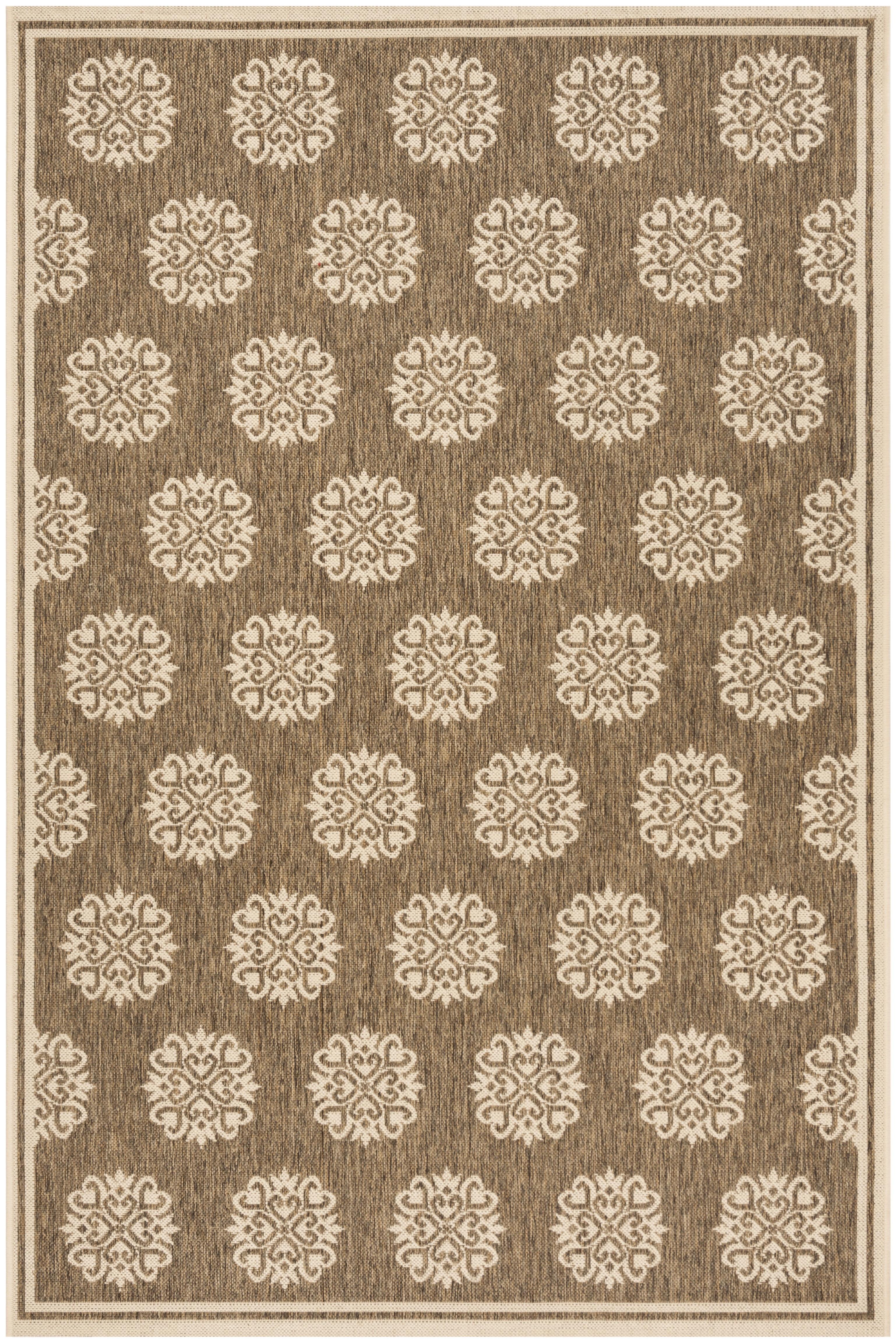 Beach House BHS181 Power Loomed Indoor/Outdoor Area Rug - Beige/Cream - 6'7"x9'2" - Safavieh