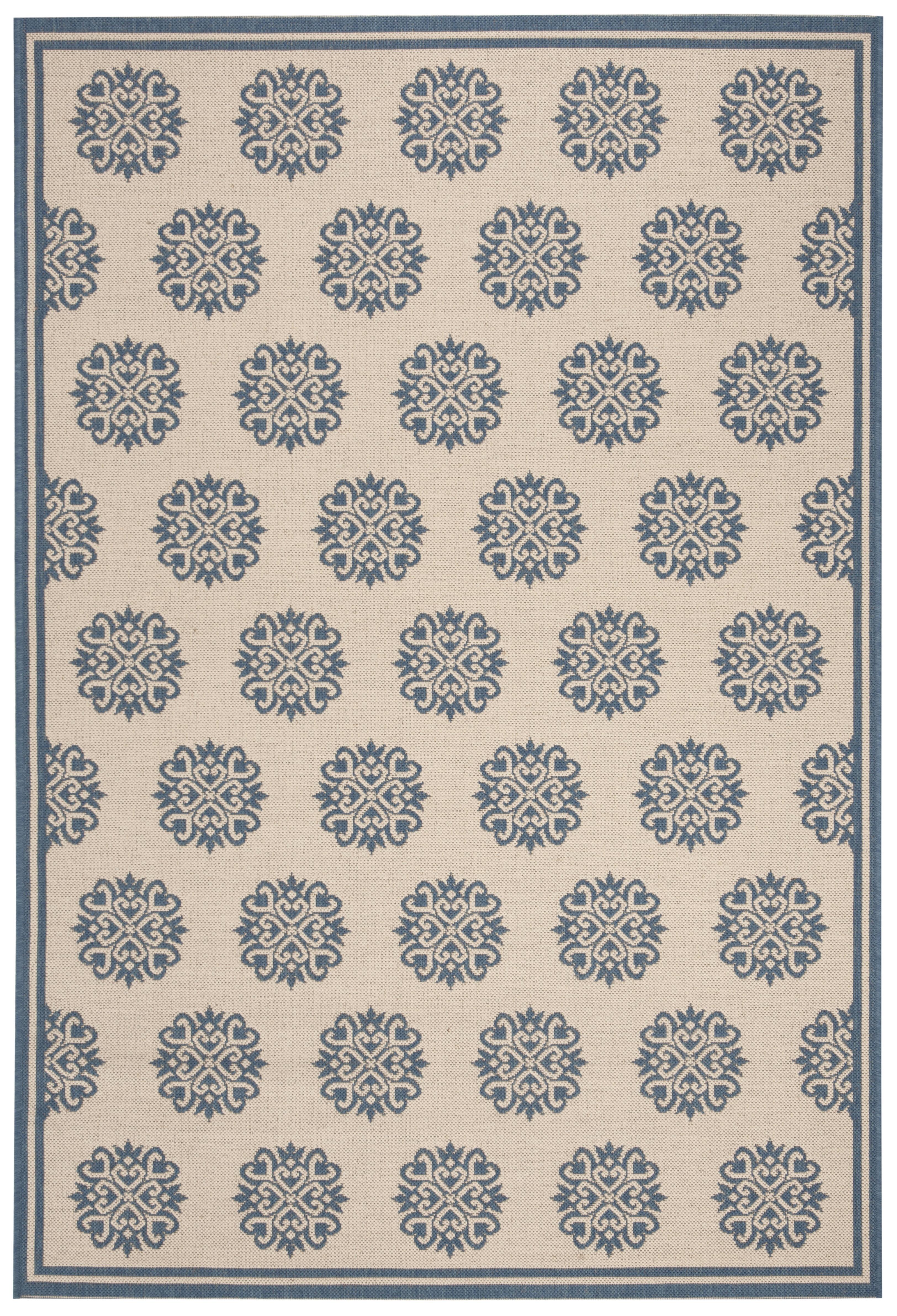 SAFAVIEH Beach House Regent Geometric Indoor/Outdoor Area Rug, Blue/Creme, 2'2" x 4'