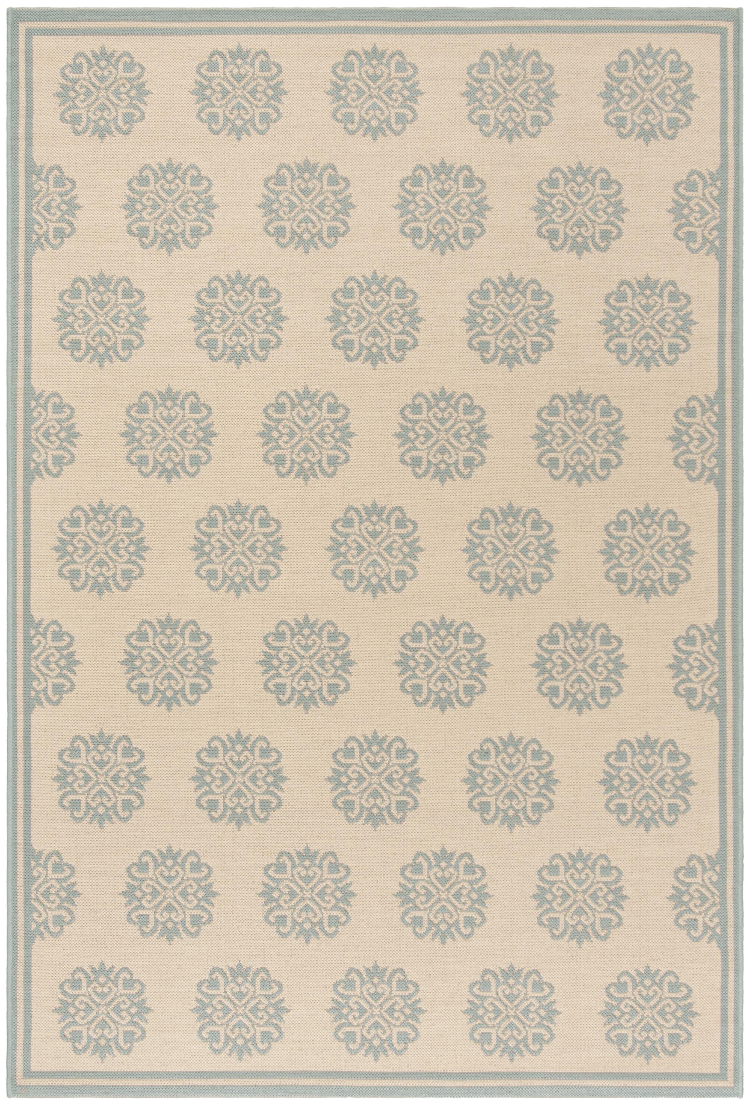 SAFAVIEH Beach House Regent Geometric Indoor/Outdoor Area Rug, Cream/Aqua, 2'2" x 4'