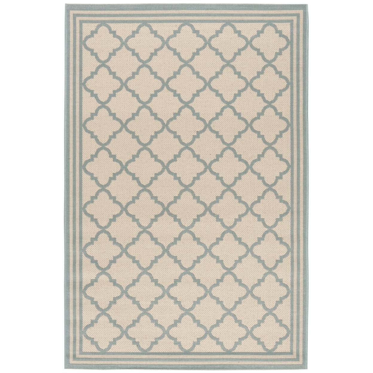 Beach House BHS121 Power Loomed Indoor/Outdoor Accent Rug - Cream/Aqua - 3'x5' - Safavieh