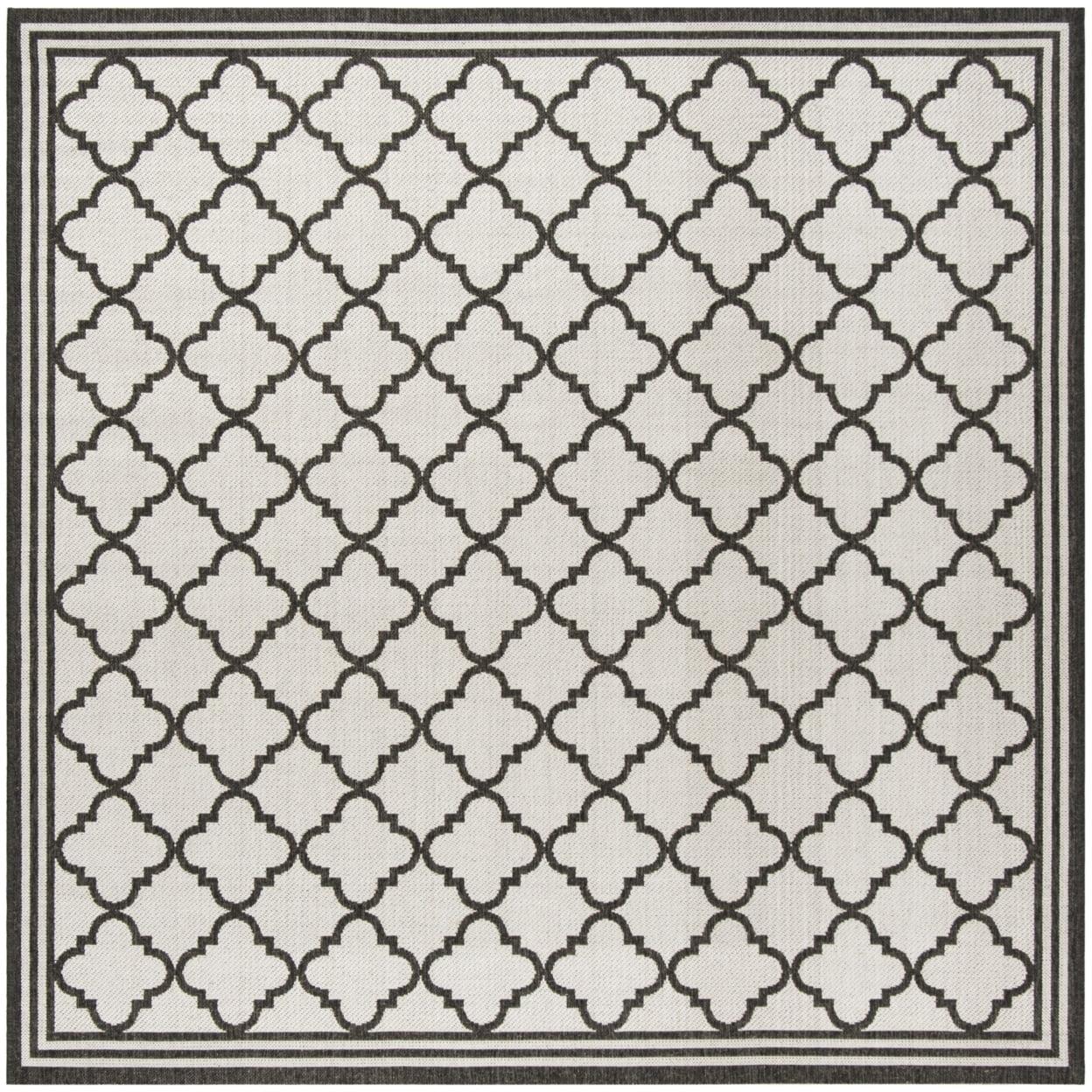 Beach House BHS121 POWER LOOMED Indoor/Outdoor Area Rug - Light Grey/Charcoal - 4'x4' - Safavieh