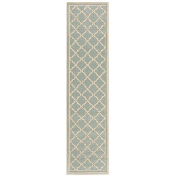 Beach House BHS121 POWER LOOMED Indoor/Outdoor Runner Rug - Aqua/Cream - 2'2"x10' - Safavieh