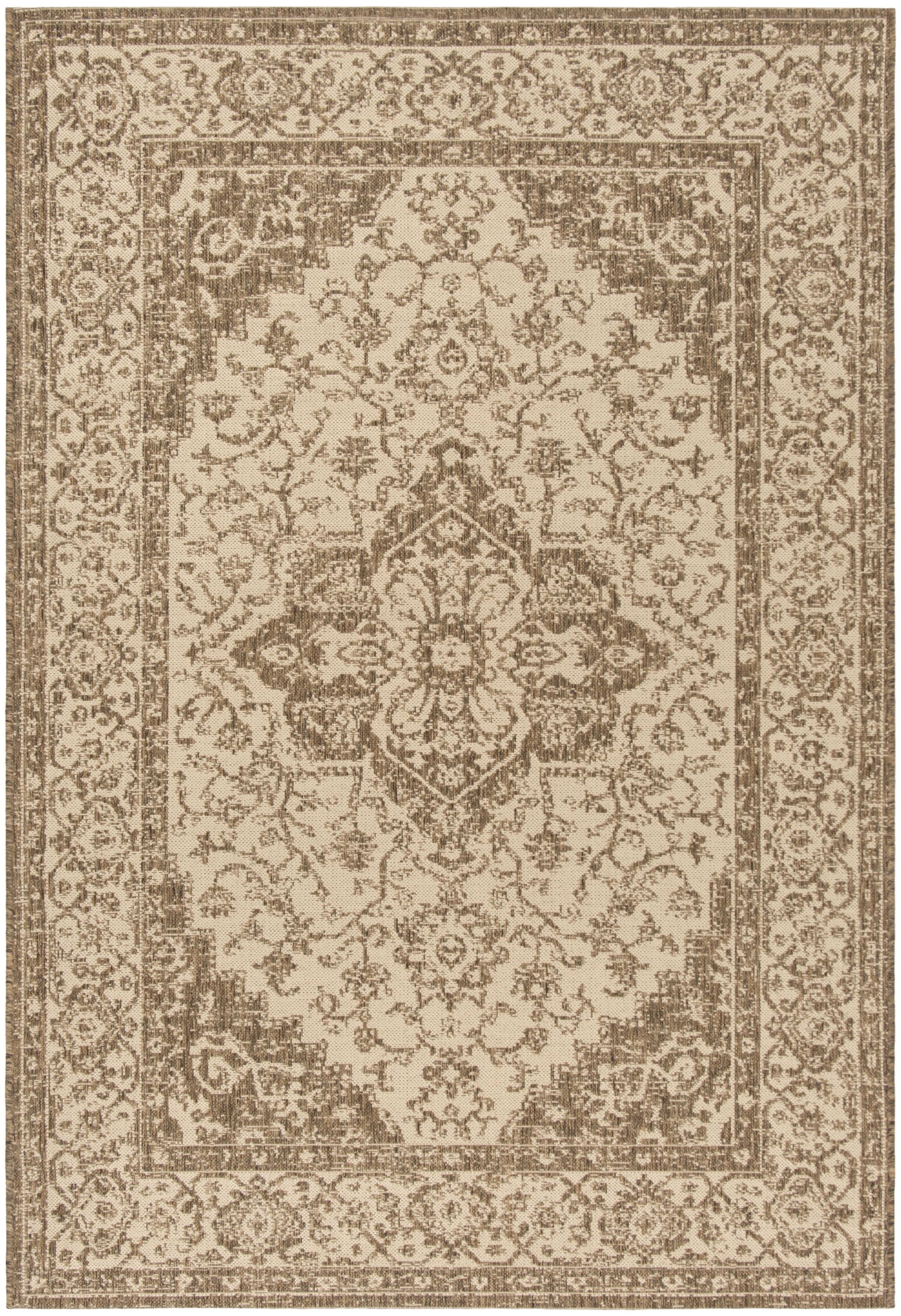 Cream Beige Rectangular Stain-Resistant Synthetic Area Rug