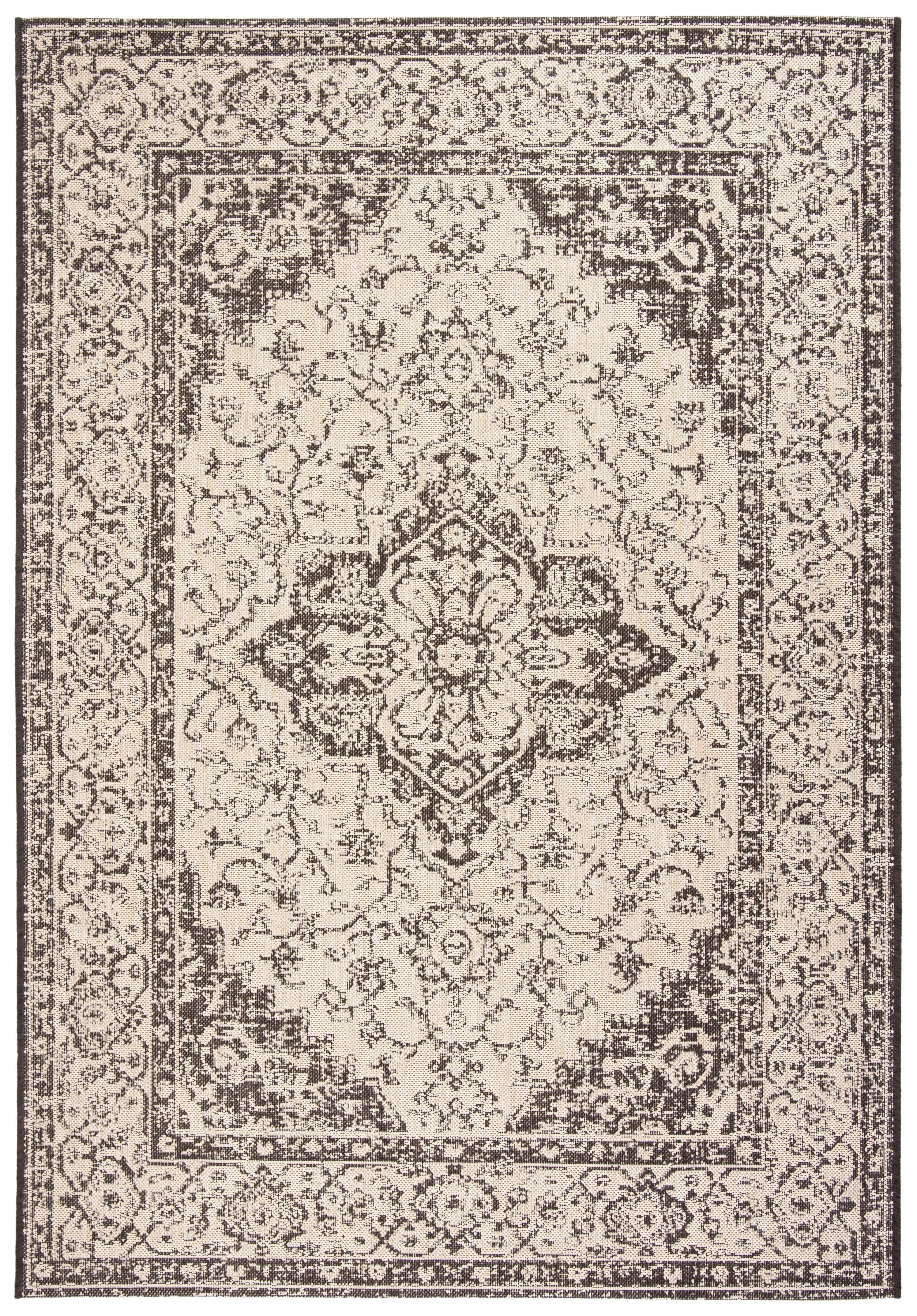 Beach House BHS137 Power Loomed Indoor/Outdoor Accent Rug - Creme/Brown - 3'x5' - Safavieh