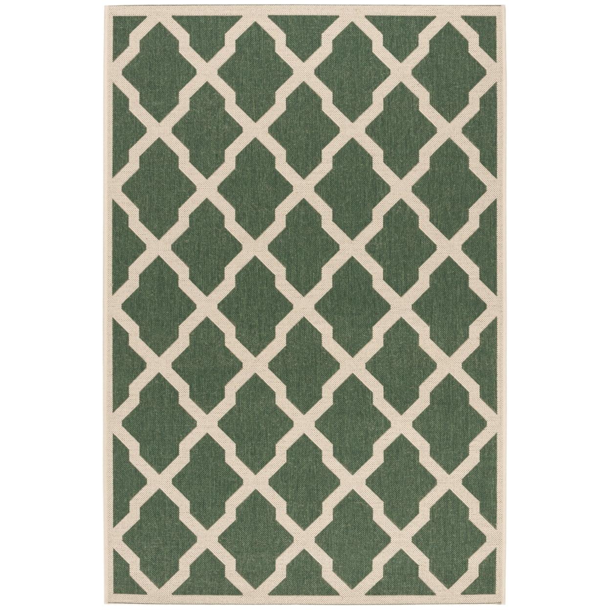 Beach House BHS122 Power Loomed Indoor/Outdoor Area Rug - Green/Creme - 6'7"x6'7" - Safavieh