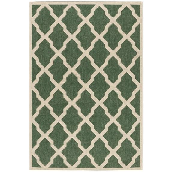 Beach House BHS122 Power Loomed Indoor/Outdoor Area Rug - Green/Creme - 6'7"x6'7" - Safavieh