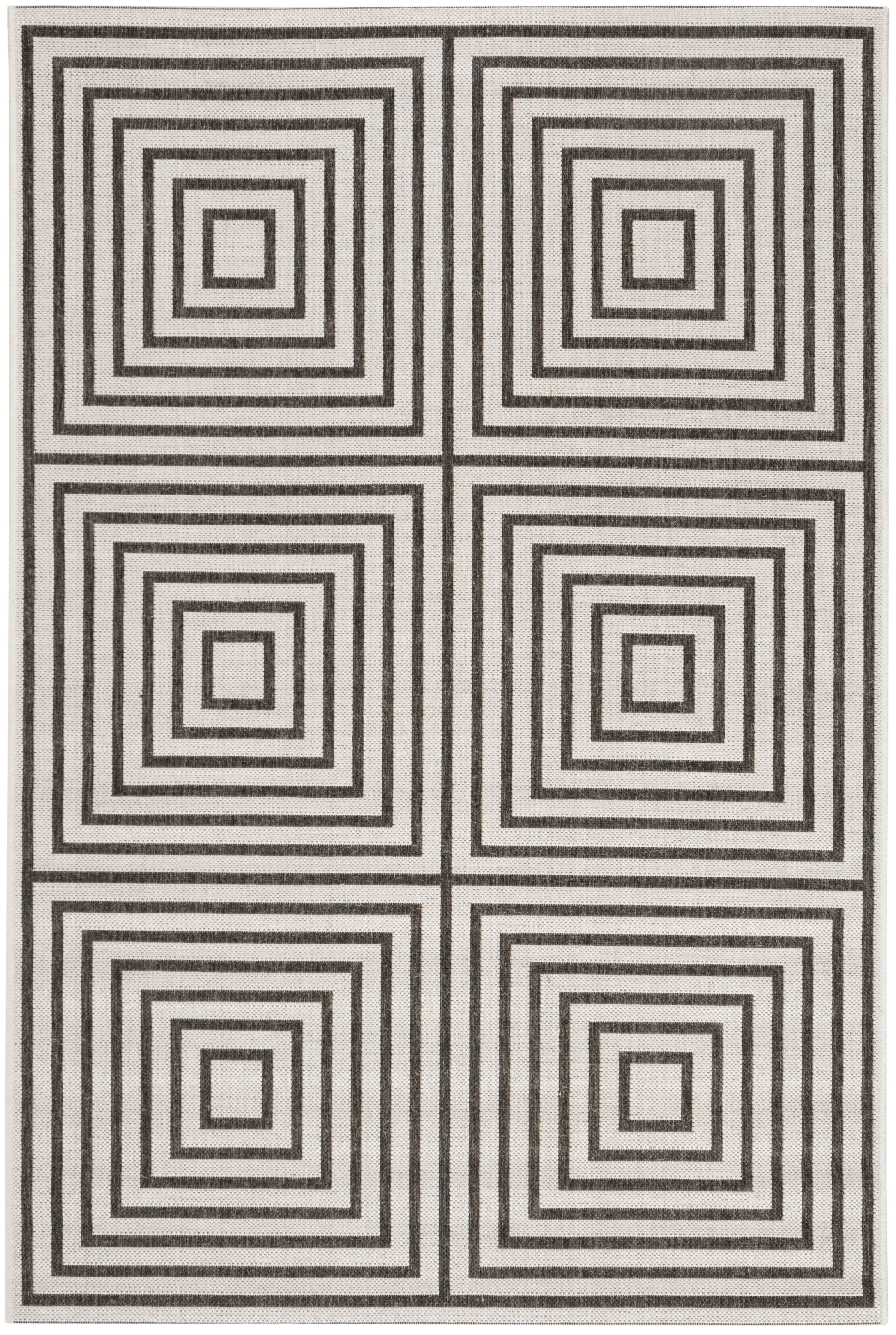 Light Grey and Charcoal Geometric Indoor/Outdoor Area Rug 3' x 5'