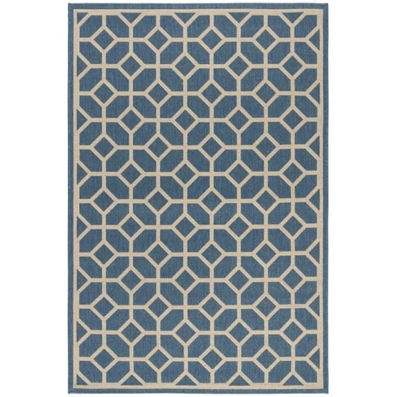 SAFAVIEH Beach House Theo Geometric Indoor/Outdoor Area Rug Blue/Cream, 3' x 5'