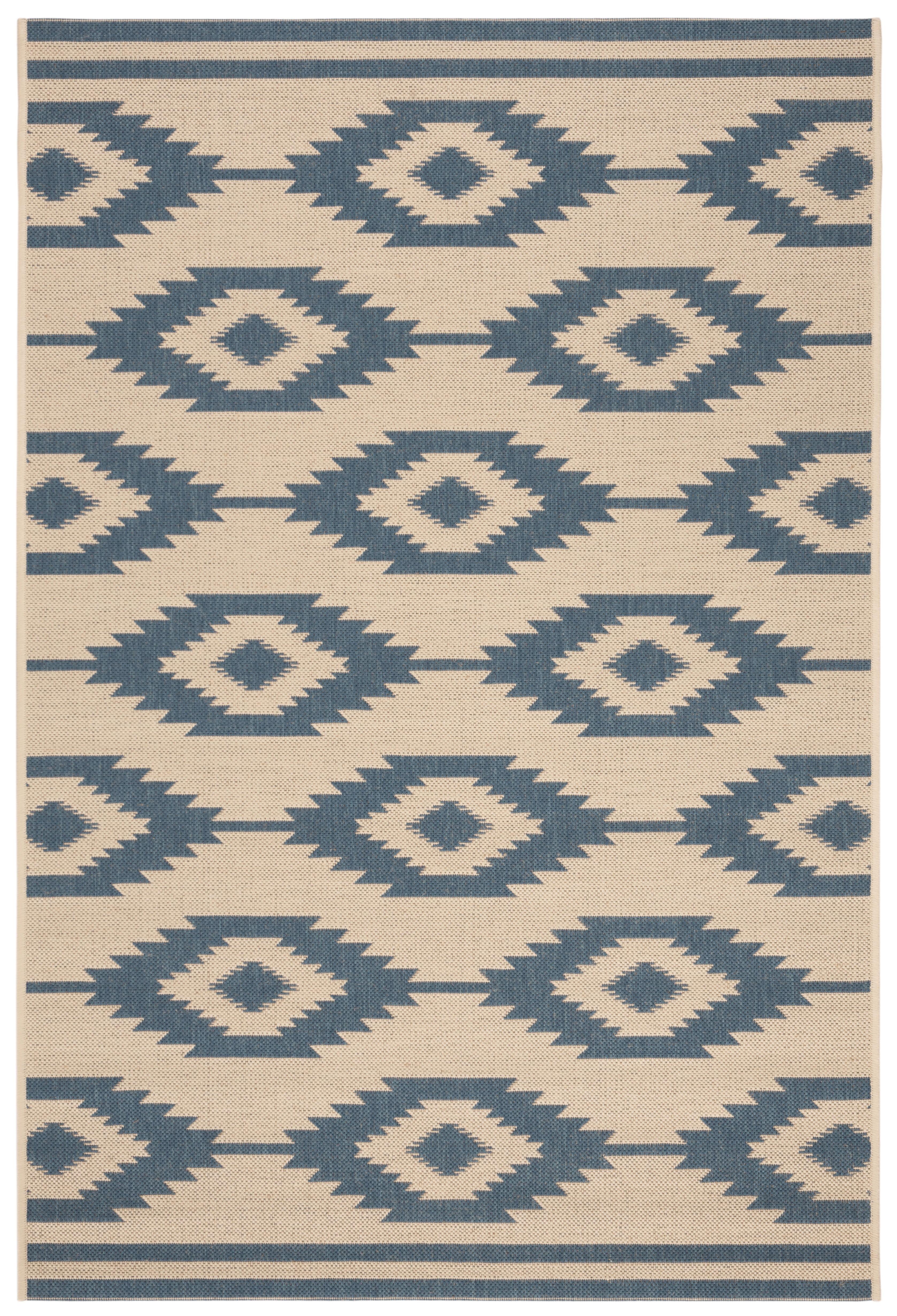 Beach House BHS171 Power Loomed Indoor/Outdoor Accent Rug - Blue/Creme - 3'x5' - Safavieh