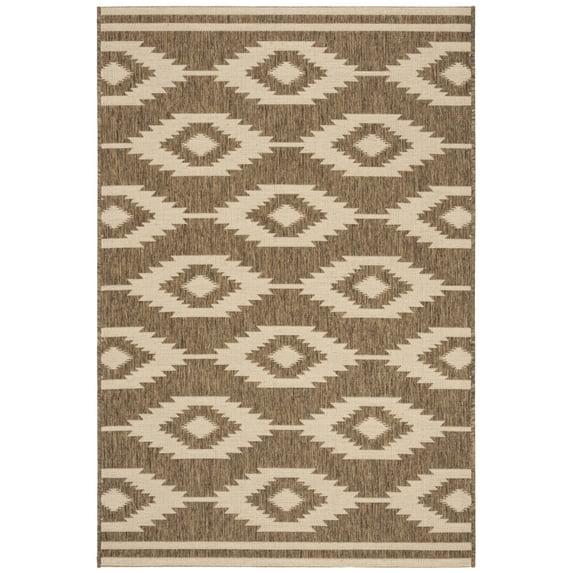SAFAVIEH Beach House Vasiliki Geometric Indoor/Outdoor Area Rug, Cream/Beige, 3' x 5'