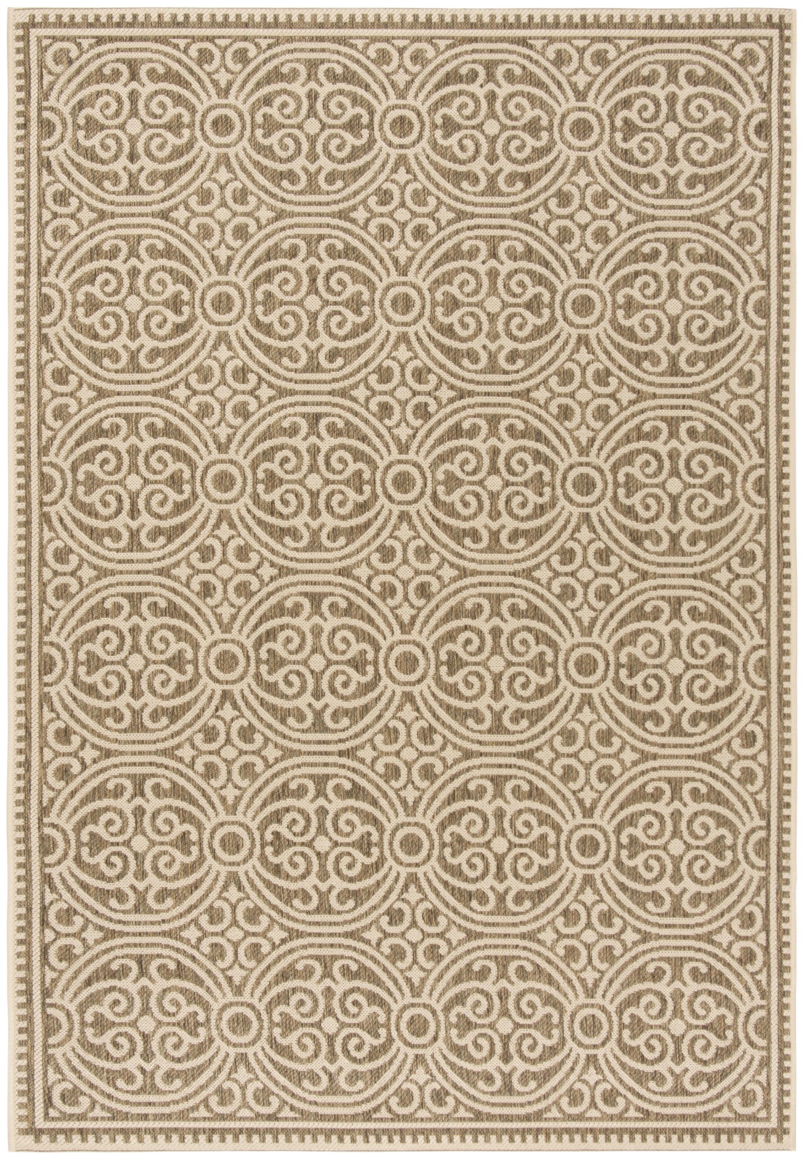 Cream and Beige Geometric Indoor/Outdoor Area Rug