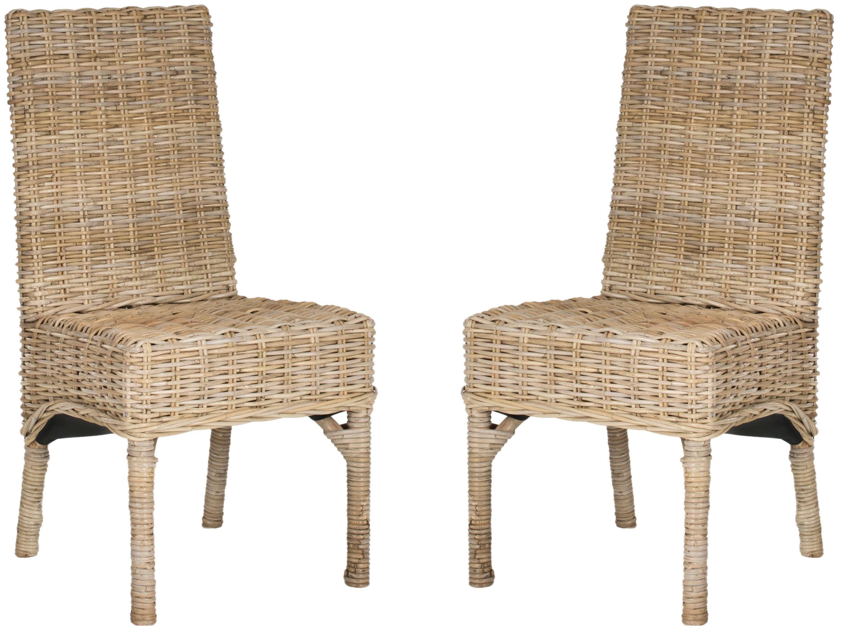 Transitional Unfinished Wicker and Wood Side Chair - Natural
