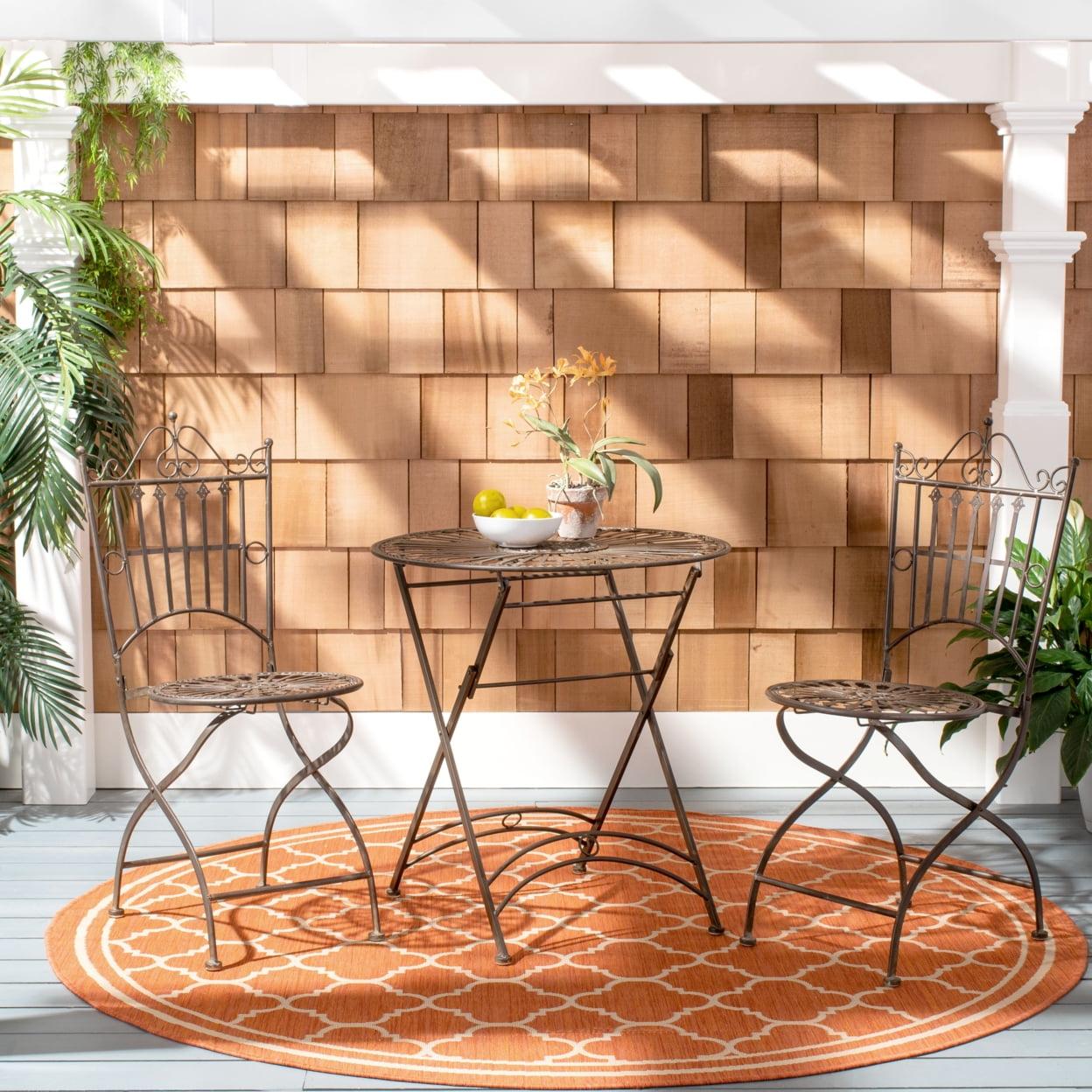 Belen Black Rust Iron Outdoor Bistro Set with Round Table