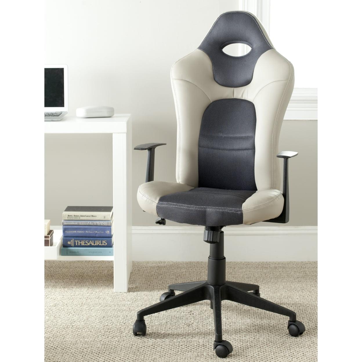 High-Back Racing Desk Chair in Gray and Black with Metal Frame